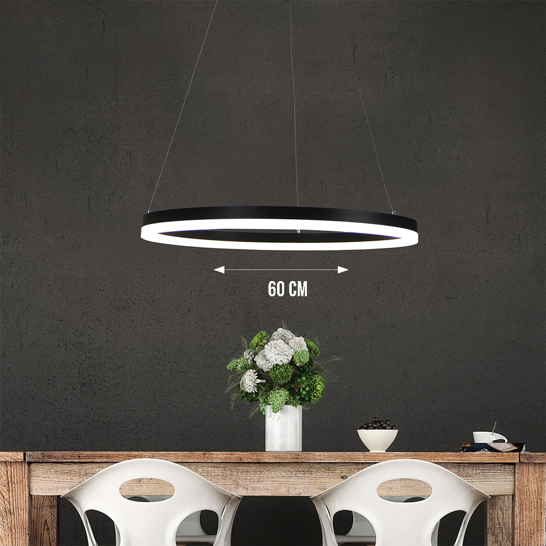LIGHTING Modern Black Round LED Chandelier
