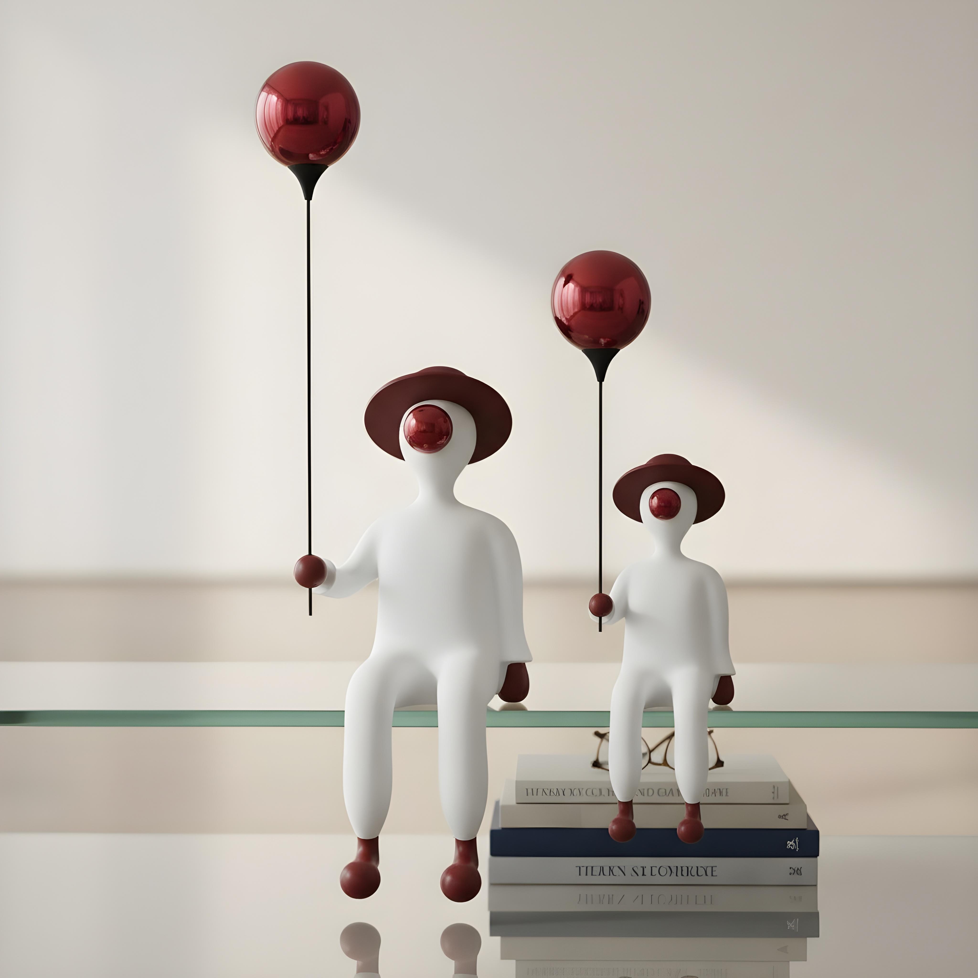 resin figurine red hat and a red balloon