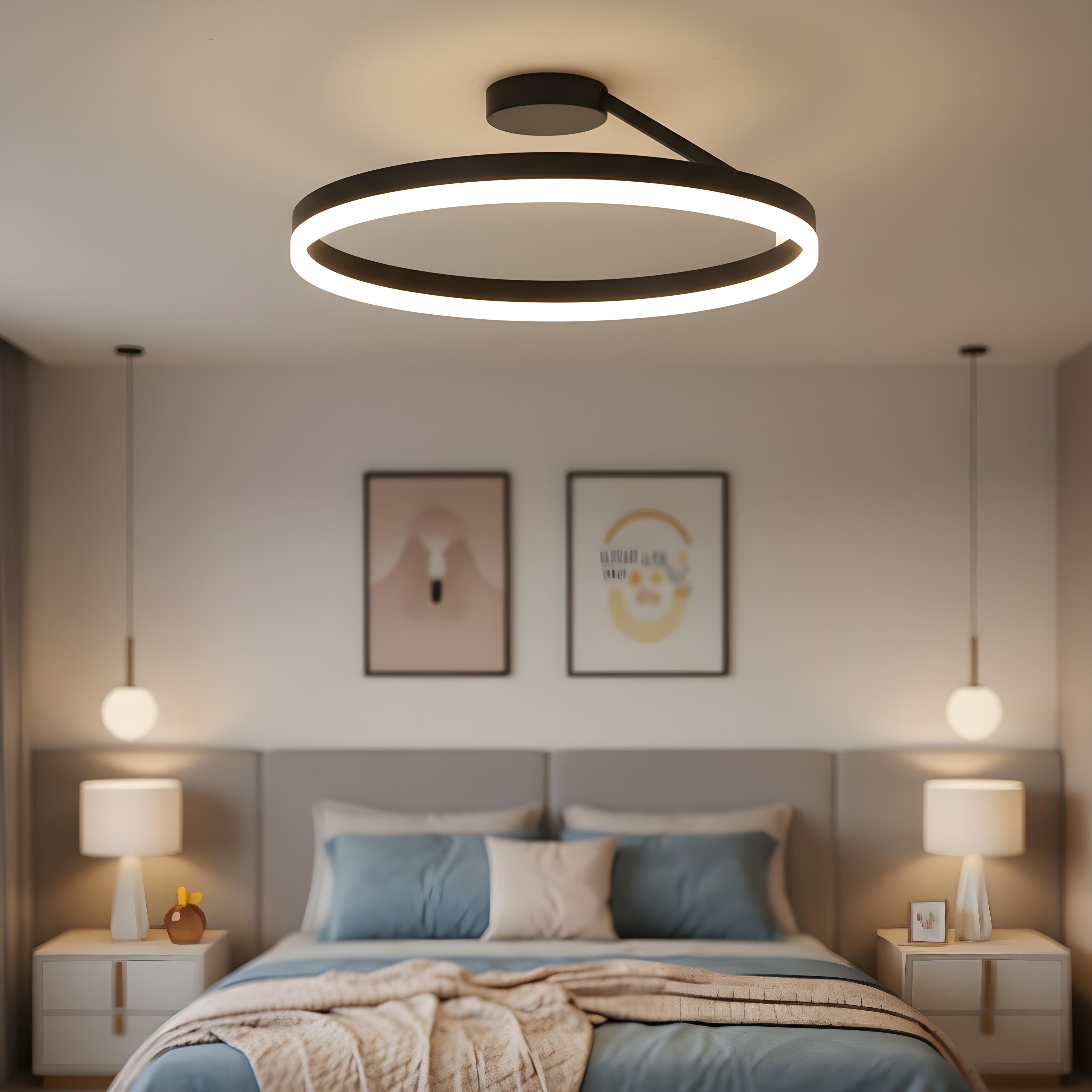 Modern Black RING LED Ceiling Light Mondo Lights