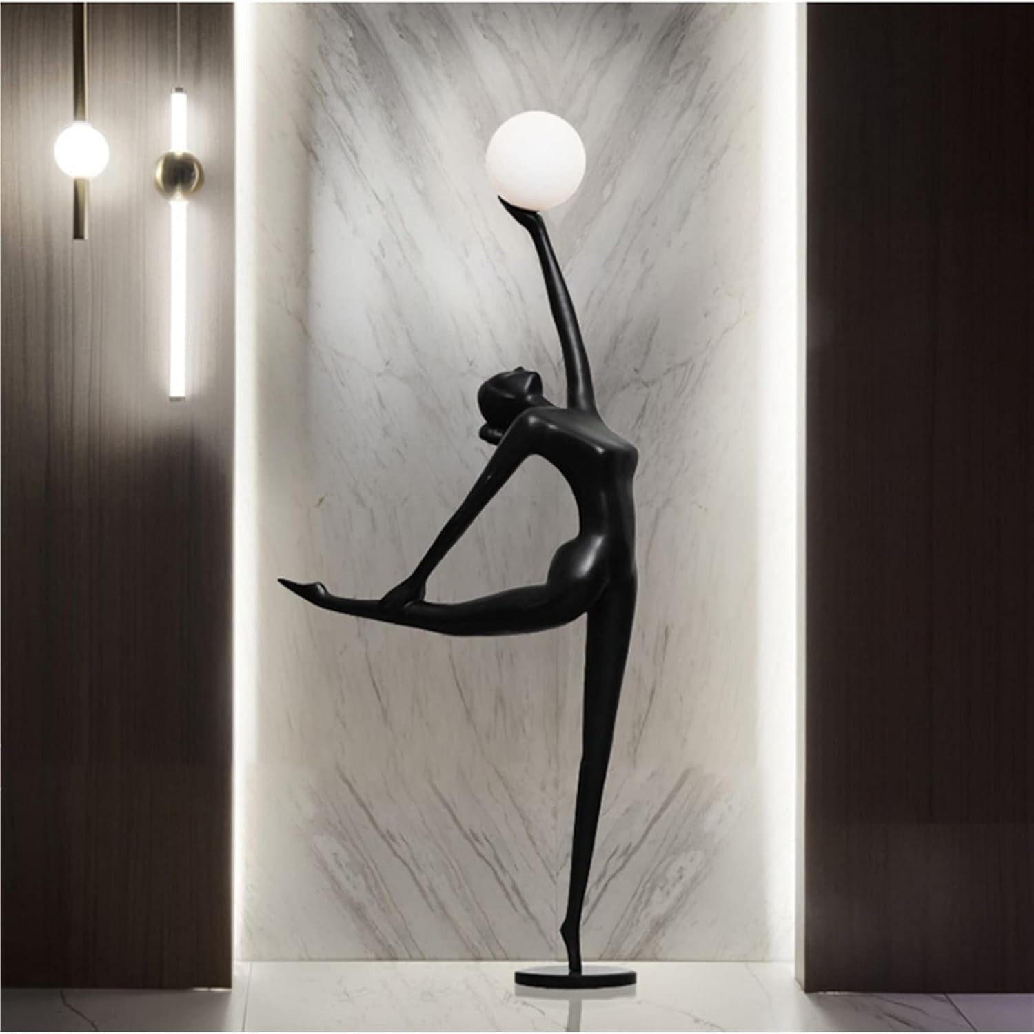 black fiberglass ballerina sculpture