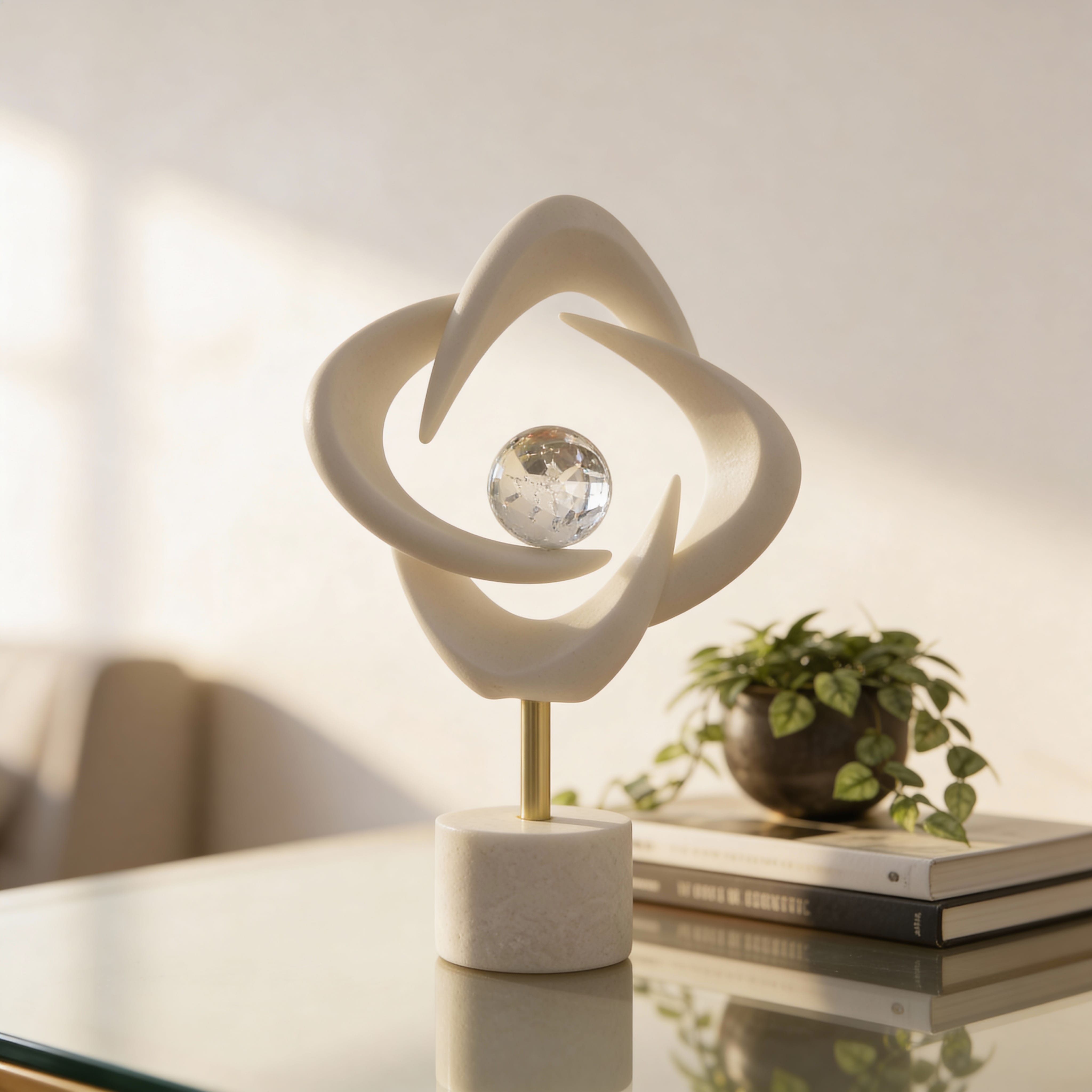 glass decorative sculpture on a marble base. 