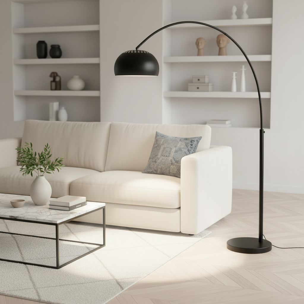 Alternative view of Metal Bow Floor Lamp Black