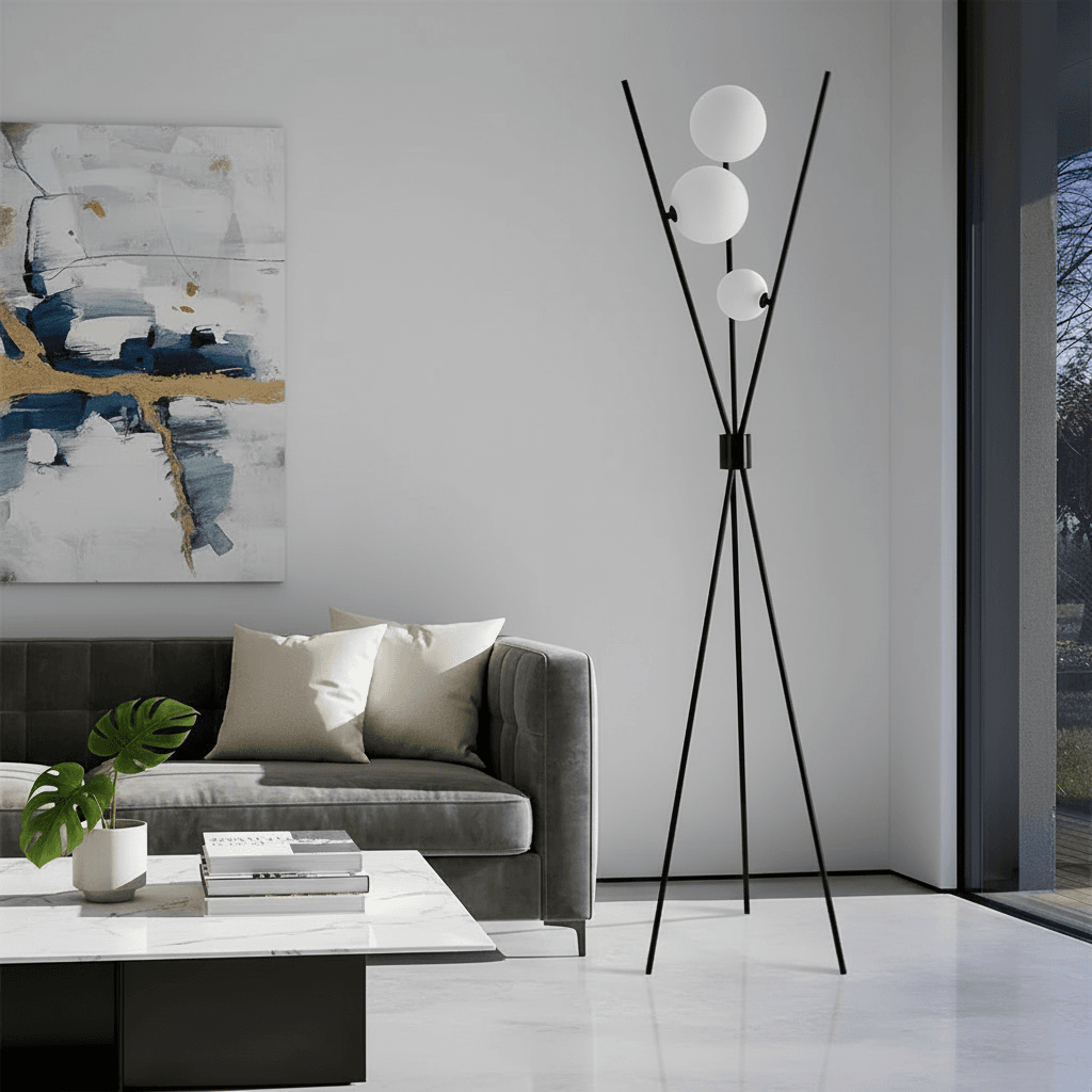 3-Light Black Modern Tripod