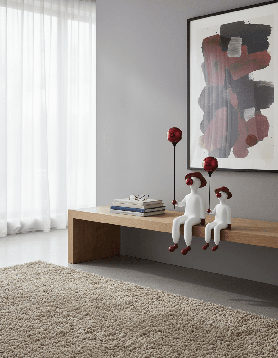 Alternative view of resin figurine red hat and a red balloon