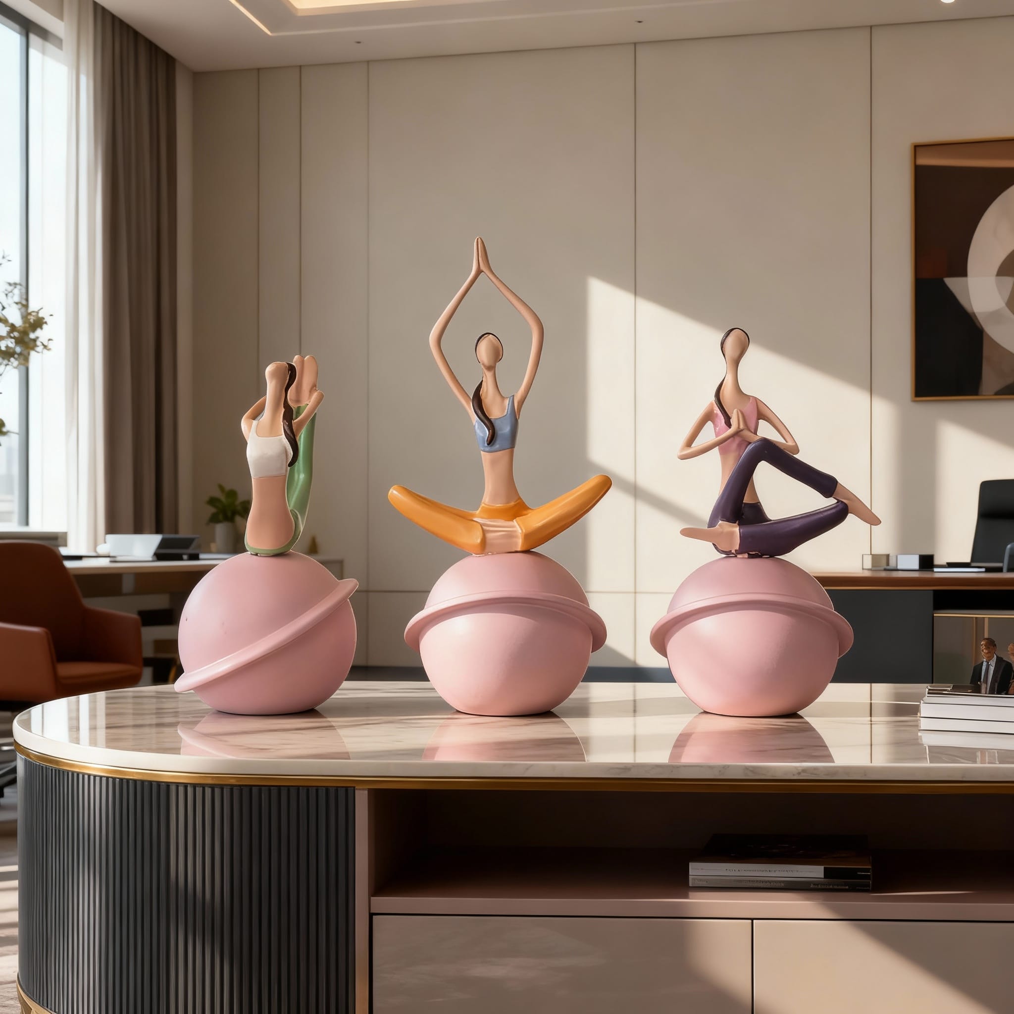 Alternative view of resin yoga lady figurines