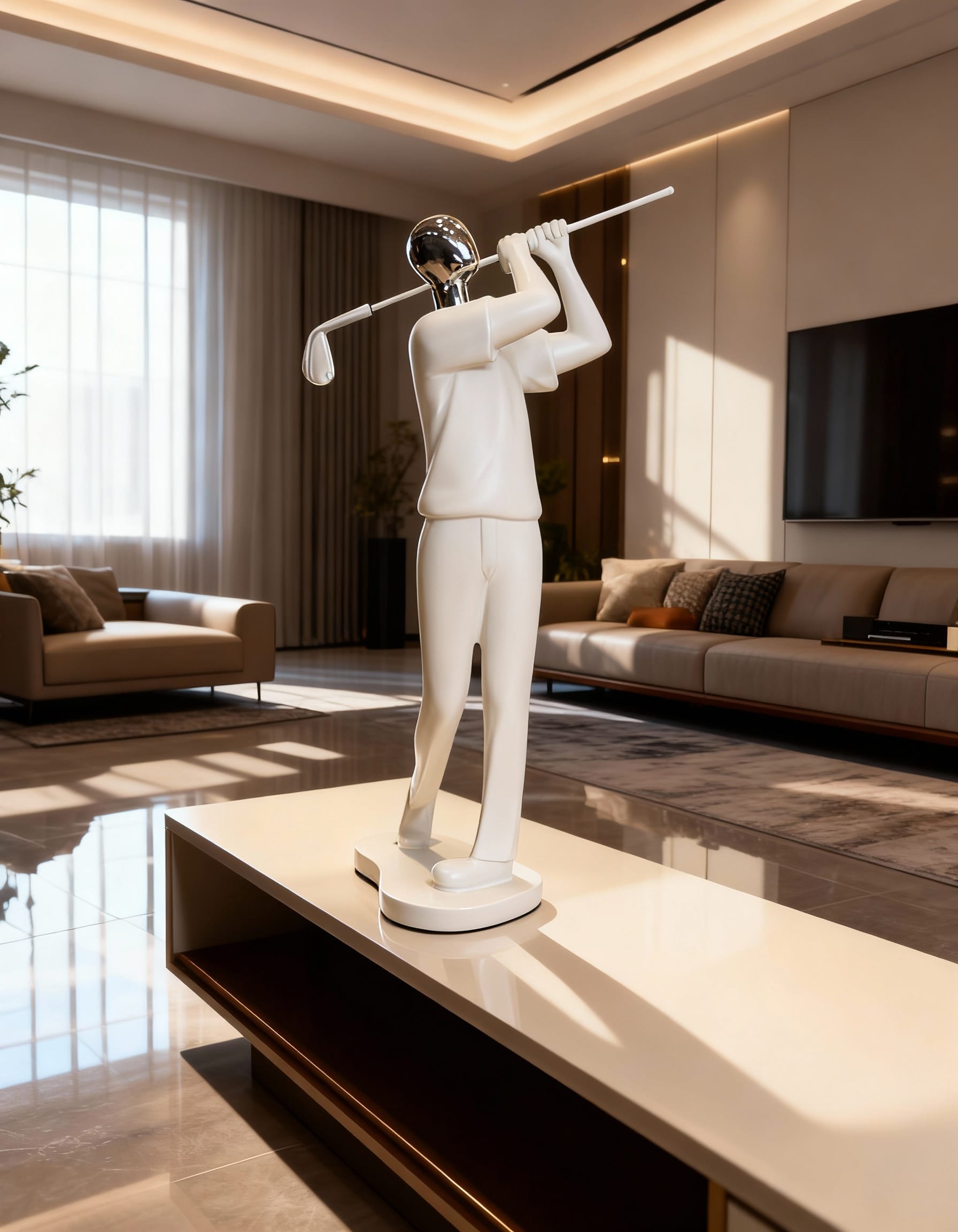 Alternative view of Golfer Sculpture figurine