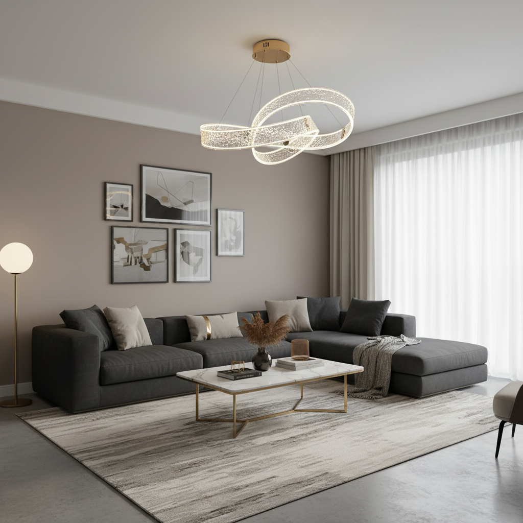 intertwined ring design with integrated LED lights