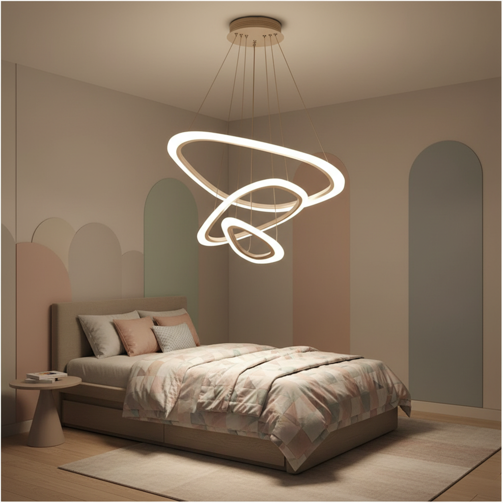 modern LED pendant light abstract circular design