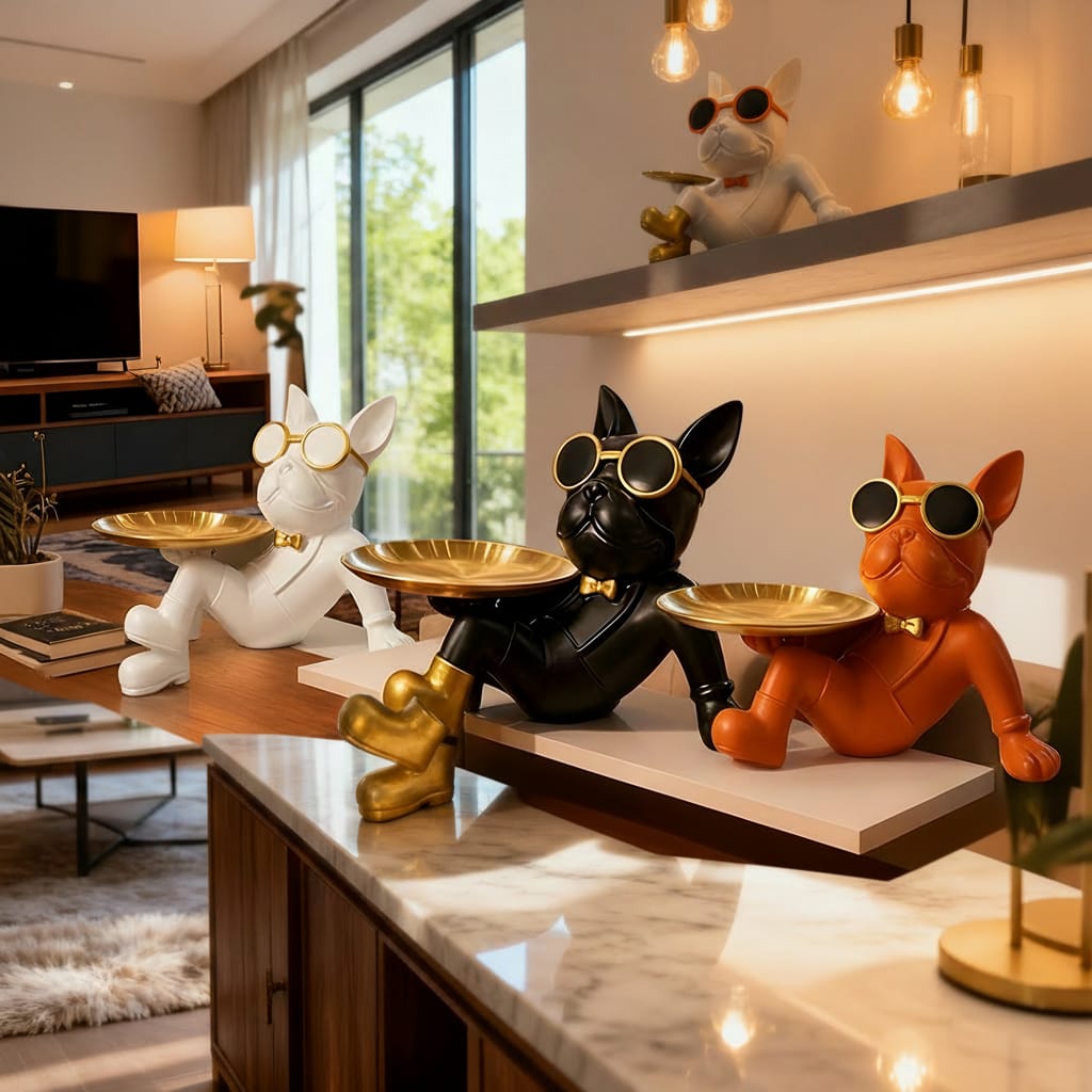 Alternative view of resin bulldog figurine