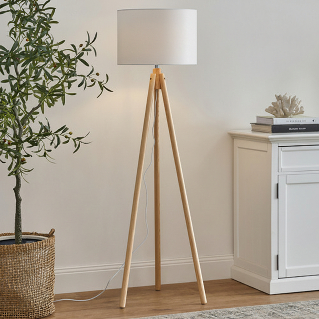 ValueLights Barbro Natural Tripod Floor Lamp