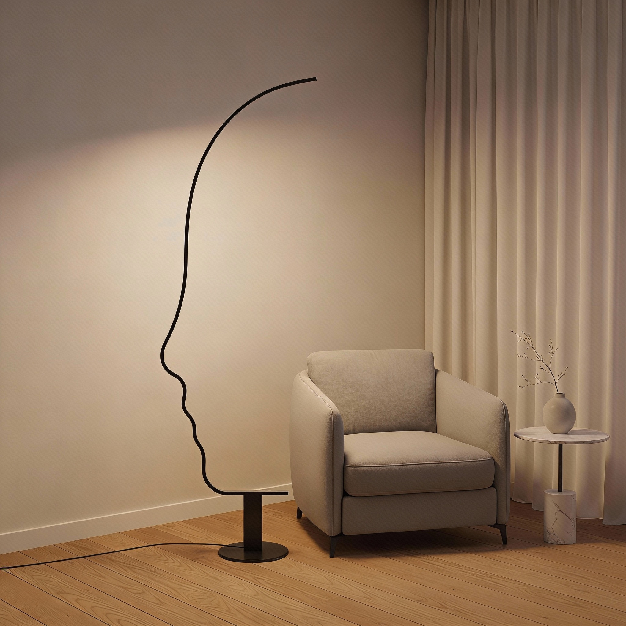 black Mogg Vis a Vis floor lamp designed by Gregorio Facco. 
