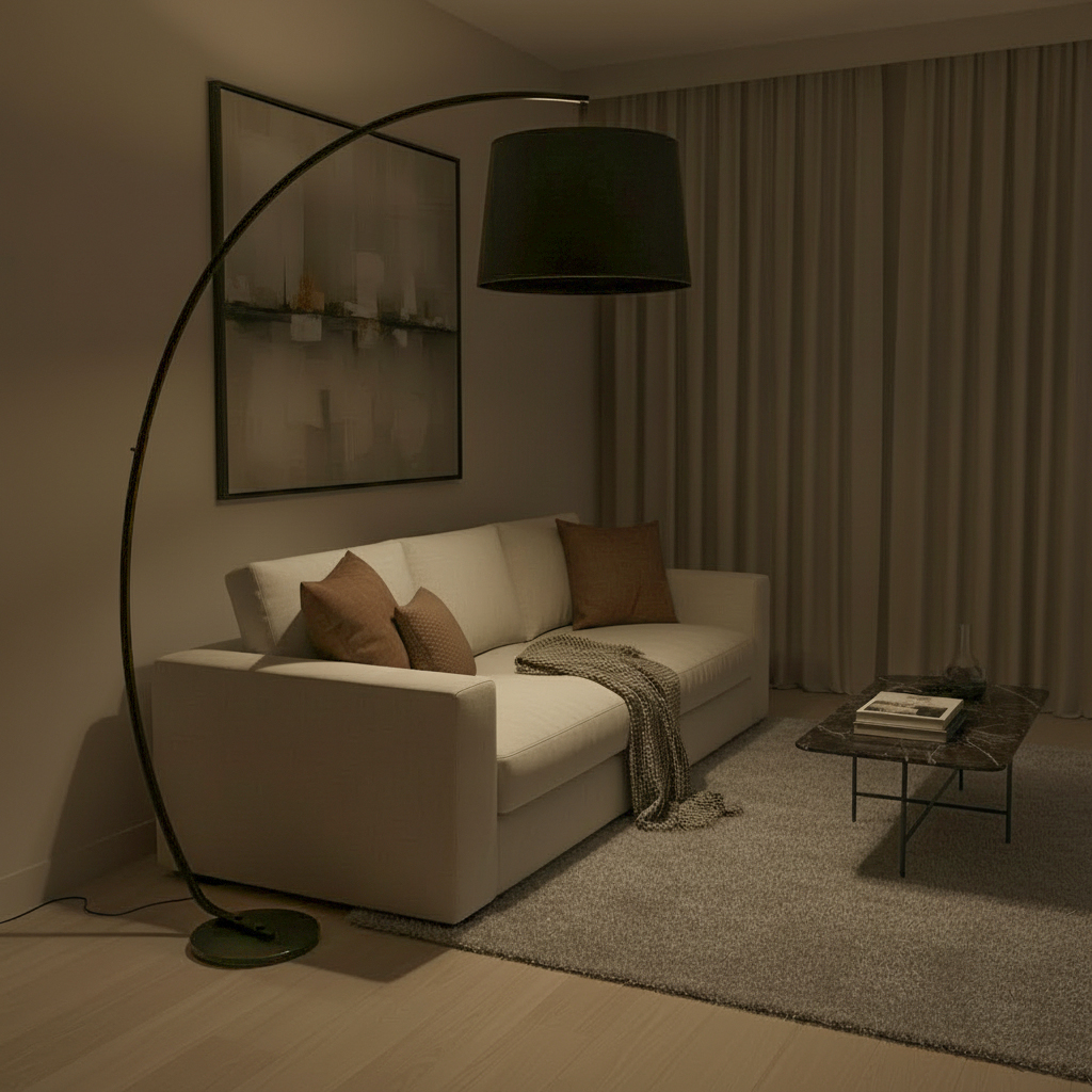 Large Arched Floor Lamp Contemporary Fabric Floor Light