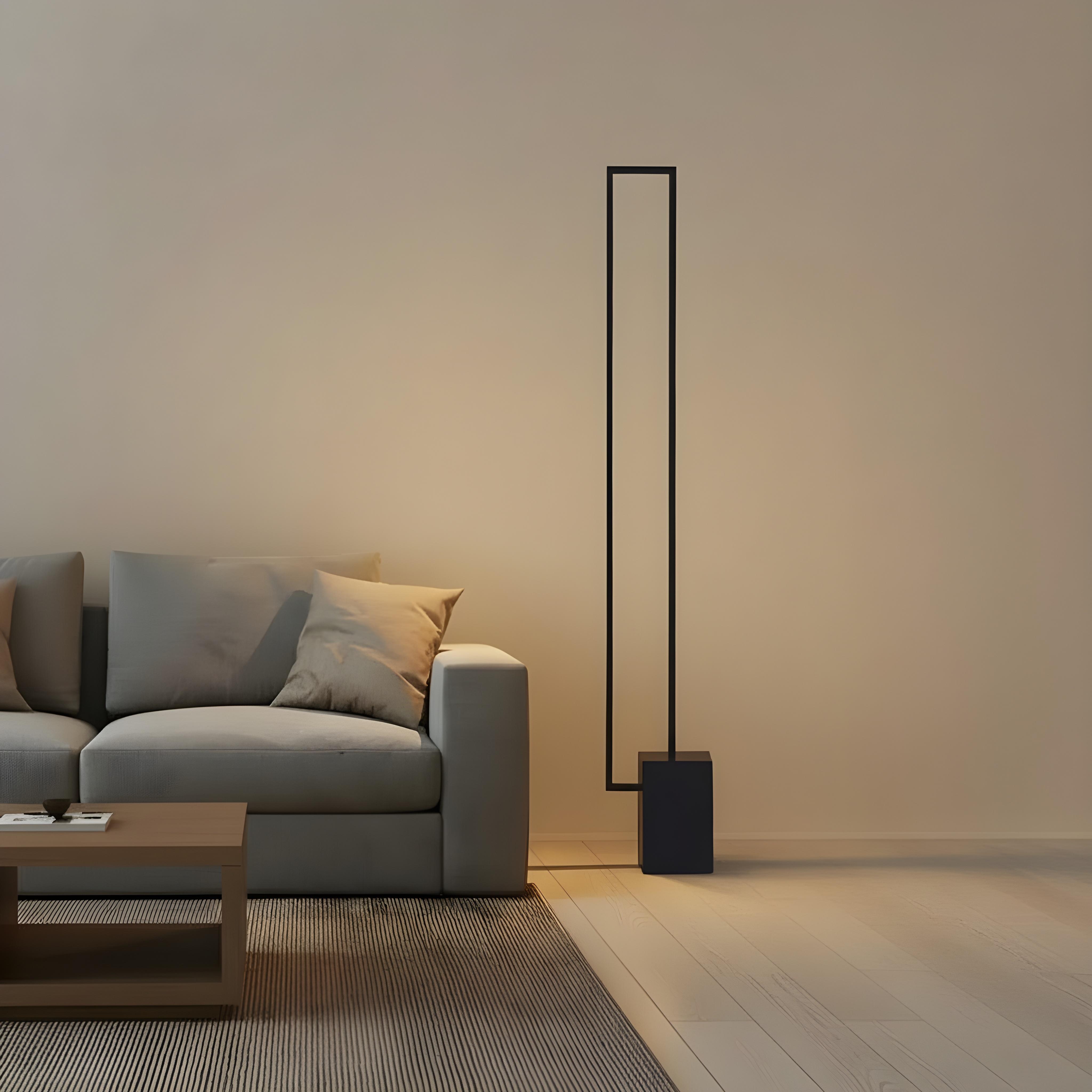 Iron Marble Rectangular LED Standing Floor Lamp For Living Room