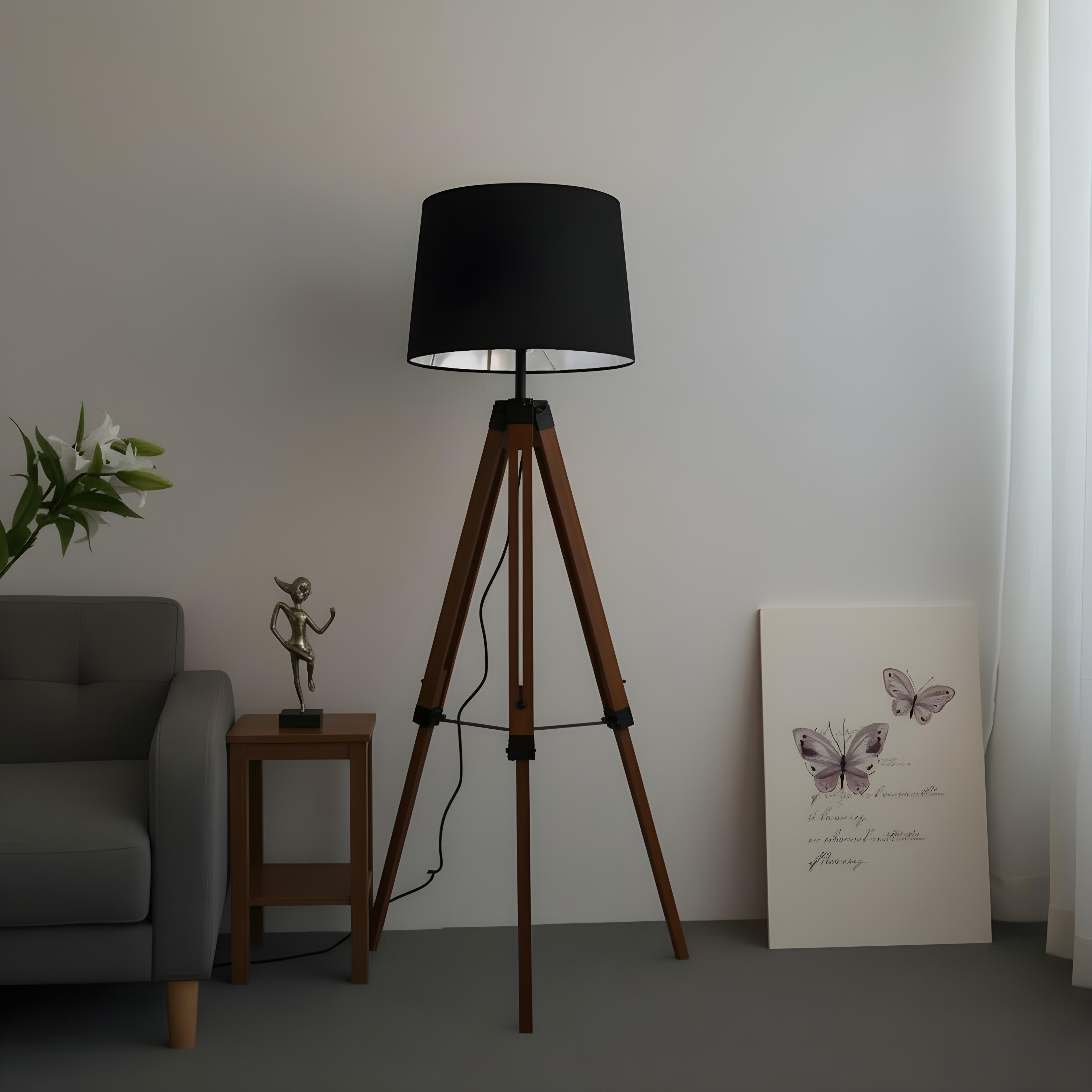 Floor lamp Tripod Brown wooden