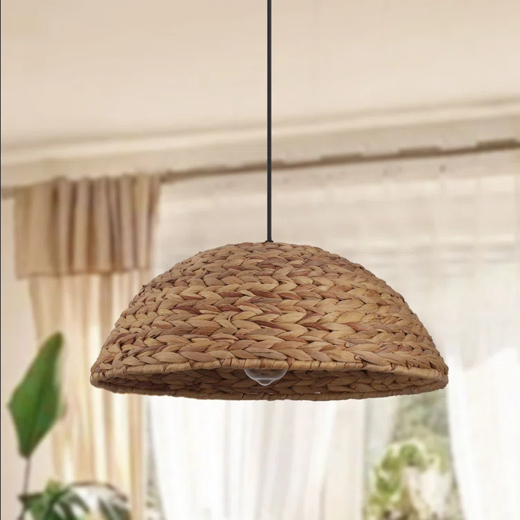 ADSENSTY 1-Light Brown Farmhouse Dome Pendant Light.