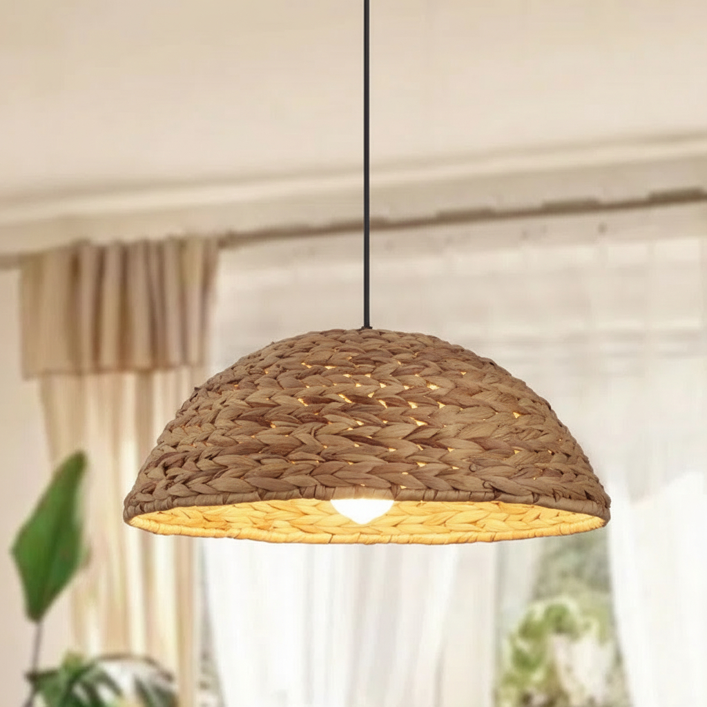Alternative view of ADSENSTY 1-Light Brown Farmhouse Dome Pendant Light.