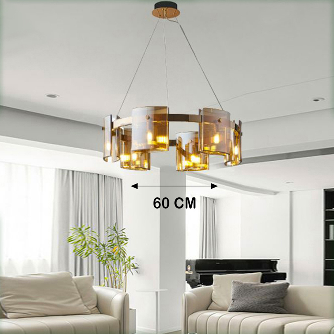 Joky Stainless Steel Crystal Chandelier in a gold finish