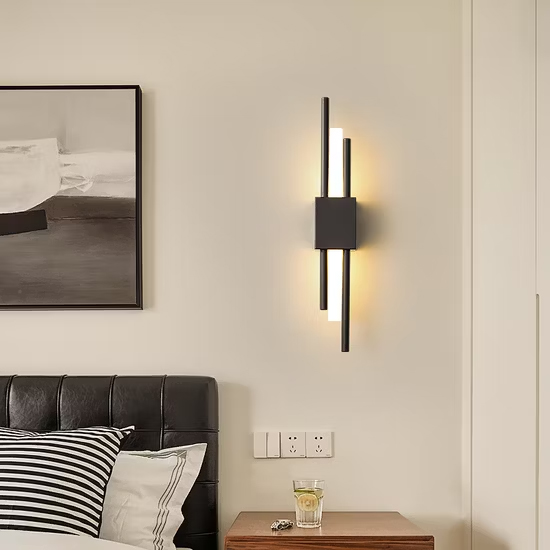 Alternative view of modern metal and acrylic linear wall sconce
