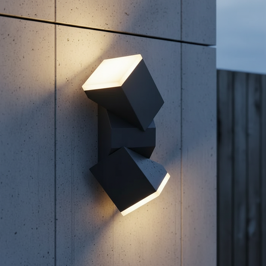 Alternative view of modern anthracite exterior LED wall light, similar to the Paul Neuhaus Ryan model