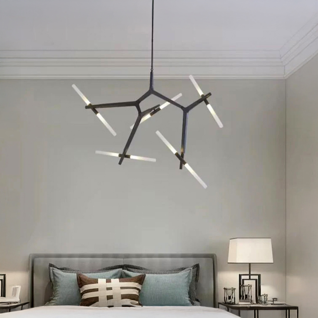 Alternative view of Modern Mid-century 10-Light Brass Branch Chandelier