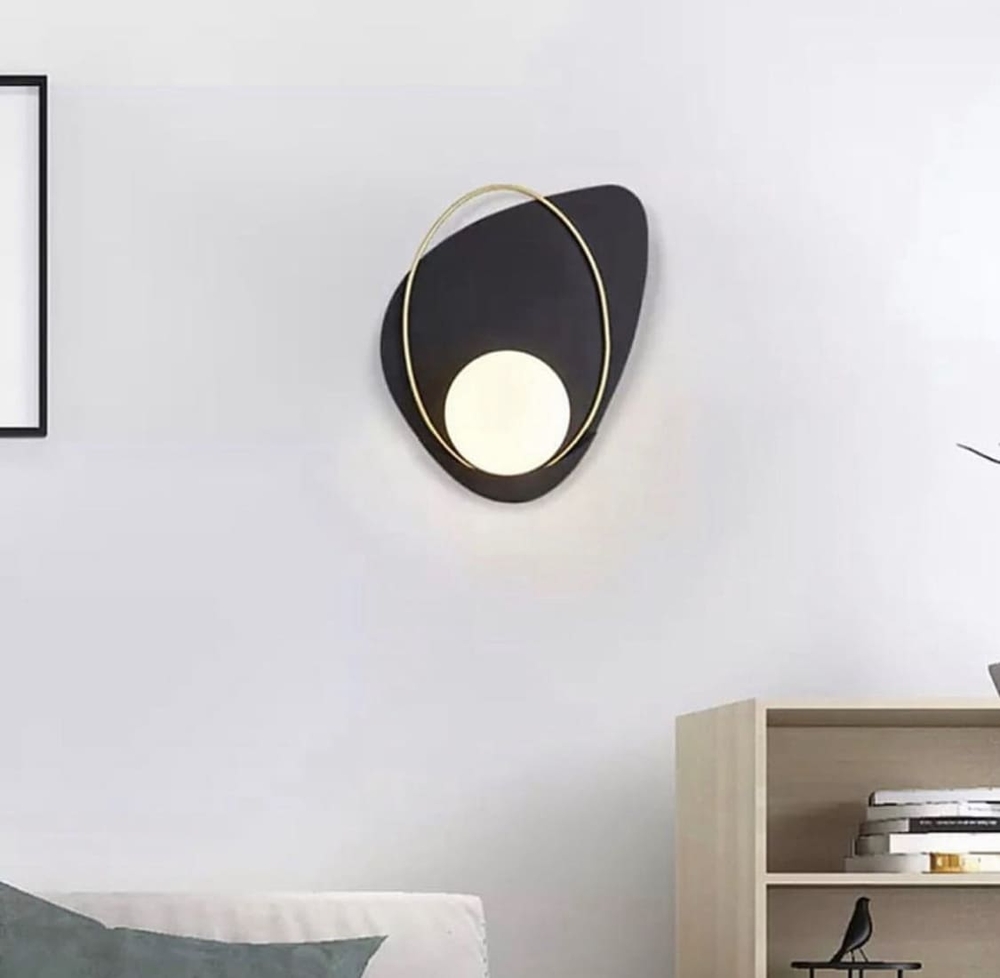 Alternative view of White Globe Glass Lampshade Iron Art Sconce