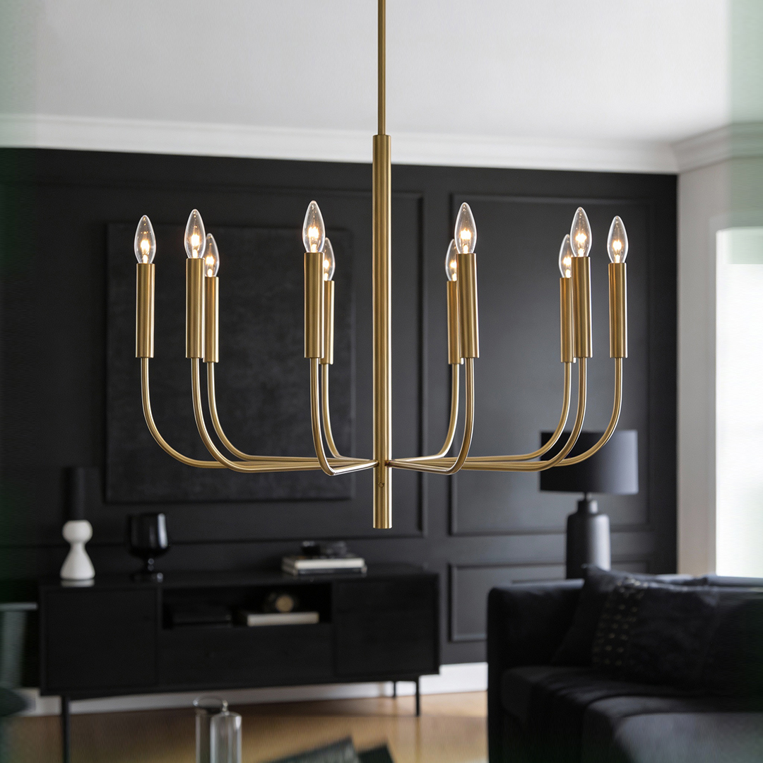 Alternative view of Feiss Brianna 9 Light Chandelier in a burnished brass finish
