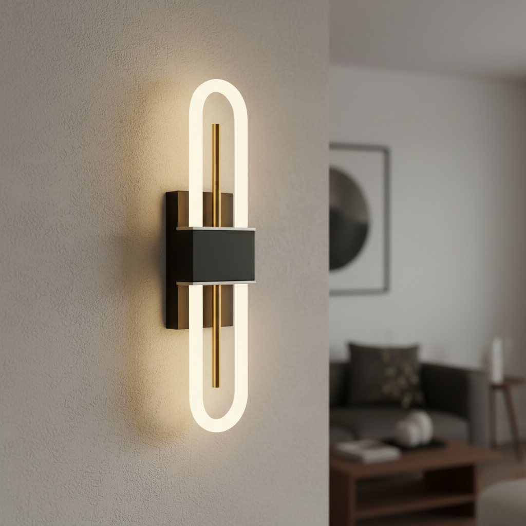Alternative view of modern linear wall lamp with a minimalist design