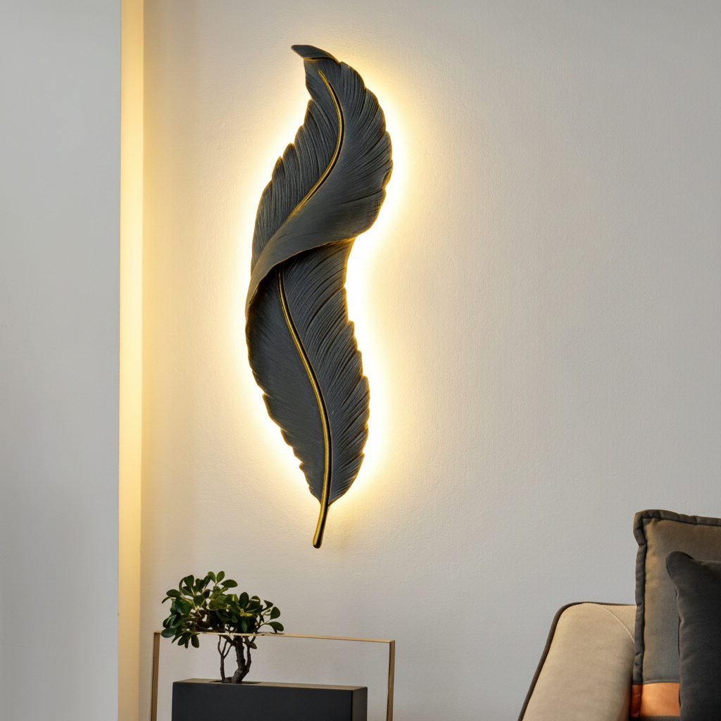 Alternative view of feather-shaped wall sconce, often listed under brands like Sparc Lights or Generic/Nordic styles.