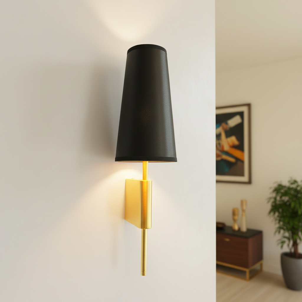 Alternative view of modern brass wall sconce