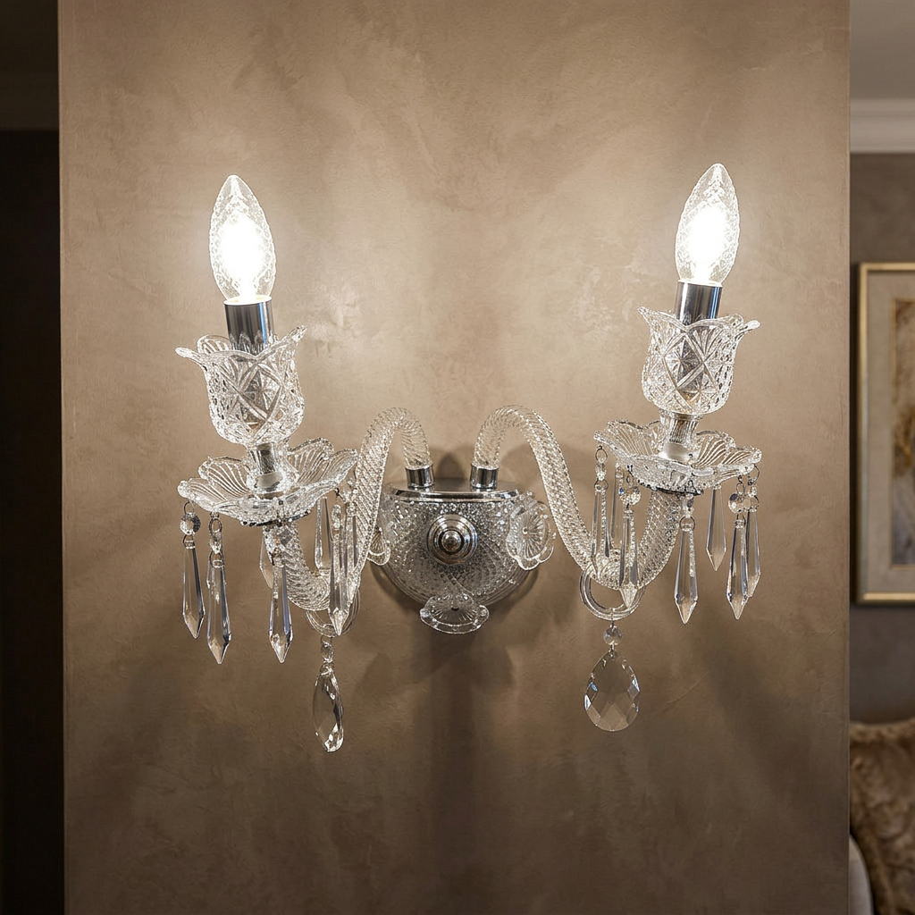 Alternative view of Victorian-style crystal wall sconce