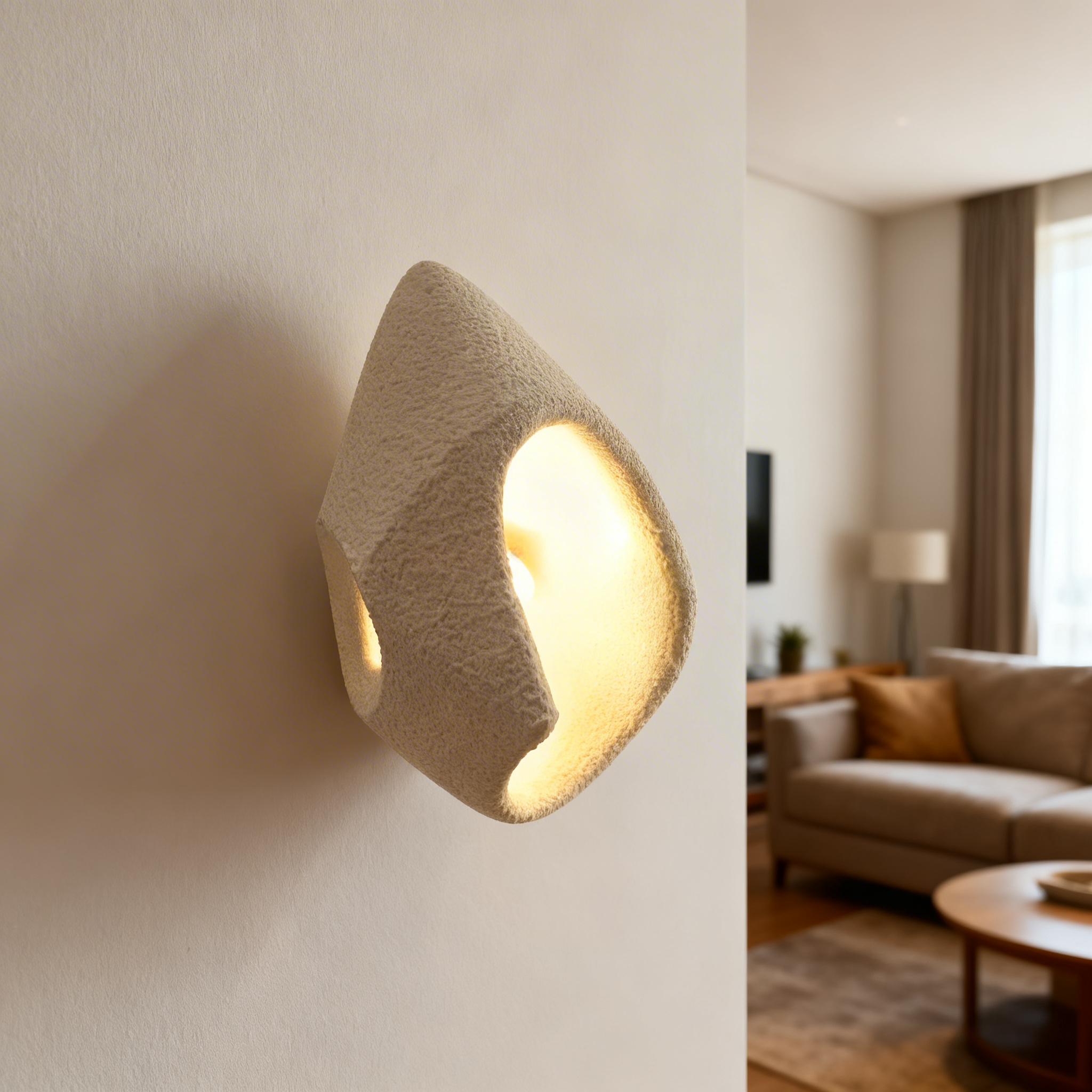 Alternative view of Nordic Wabi Sabi Resin wall Lamp commonly used for modern home decor