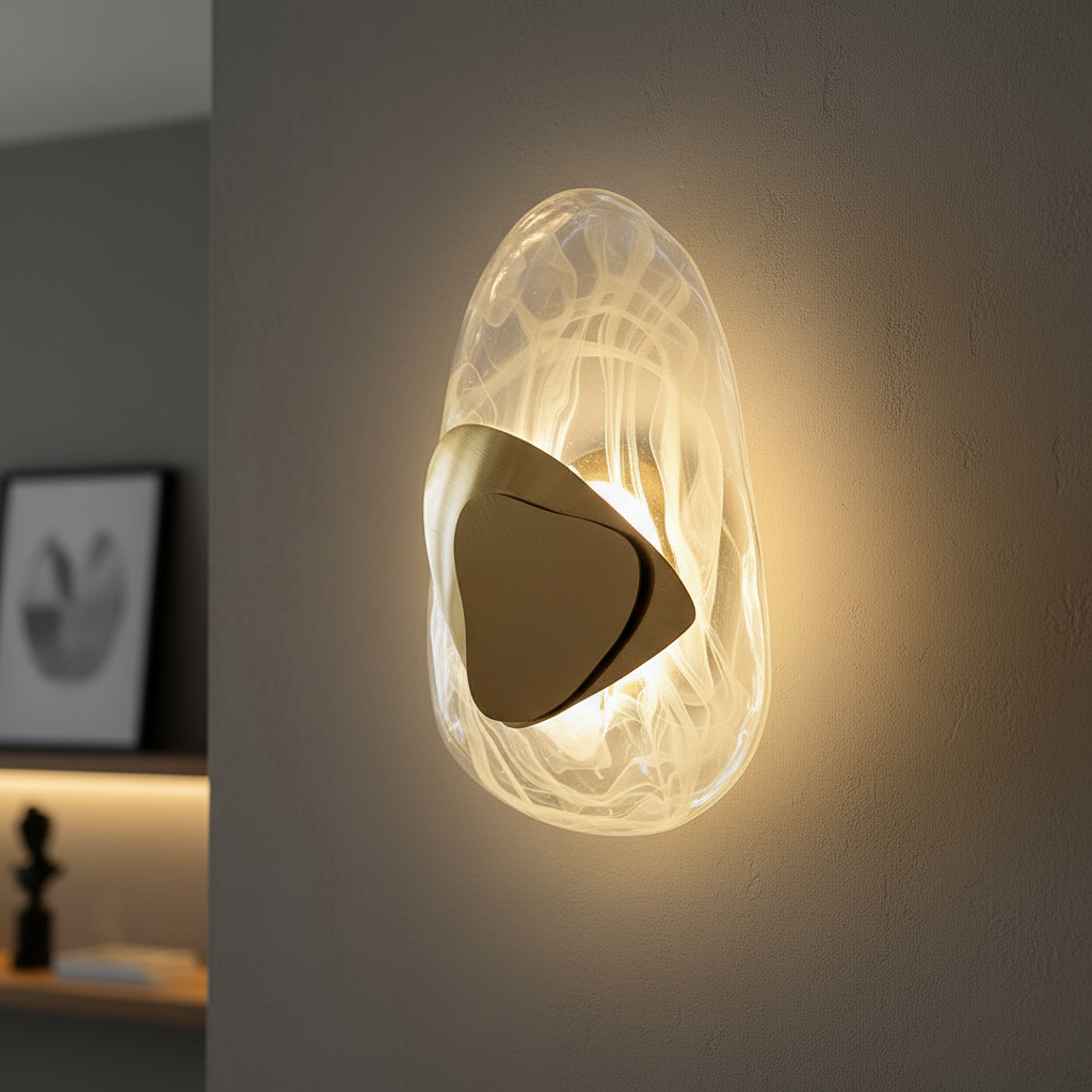 Schuller Stone postmodern LED wall lamp featuring a matt black metal body and a textured synthetic shade.