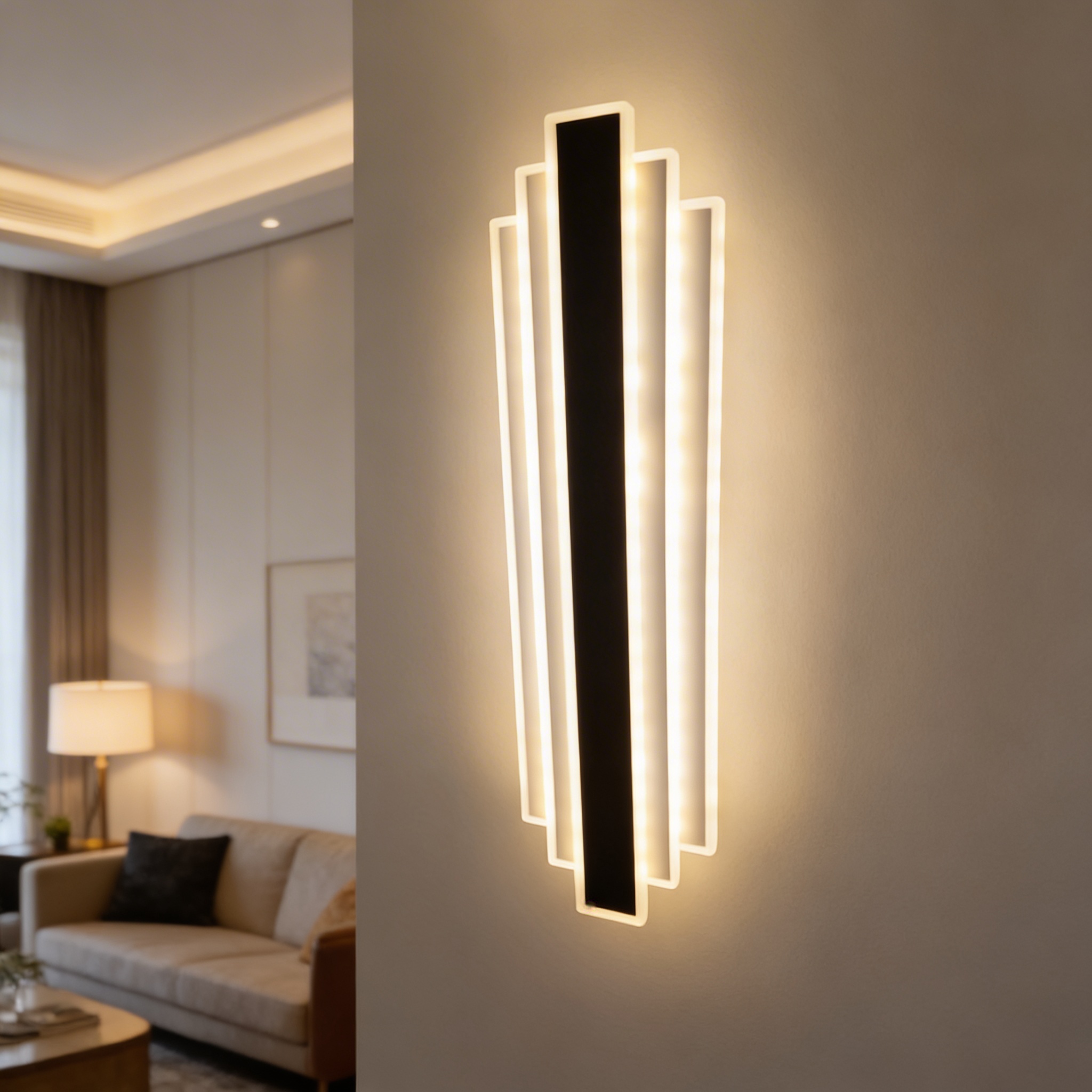 modern linear LED wall sconce, often styled as a minimalist strip lamp.
