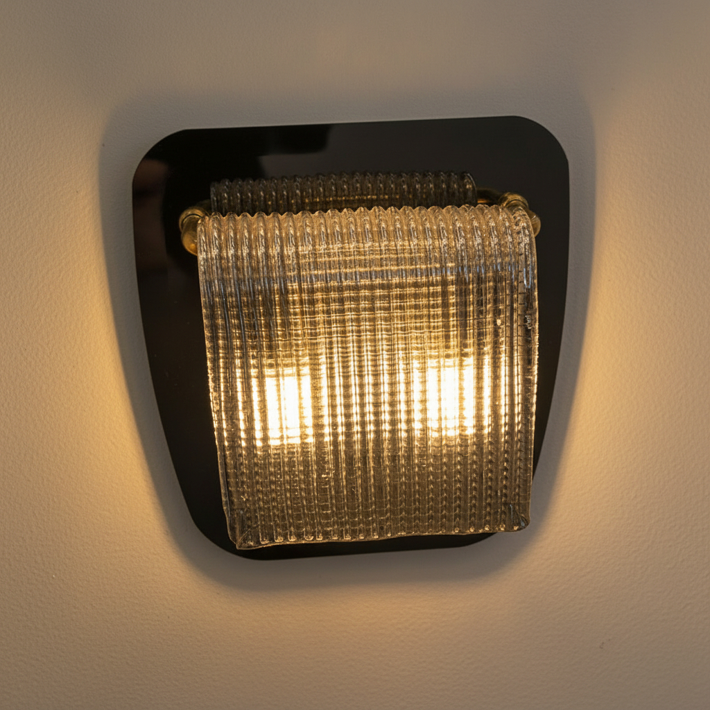 Alternative view of styled similarly to the Baccarat Tuile de Cristal wall lamp or vintage Murano glass sconces.