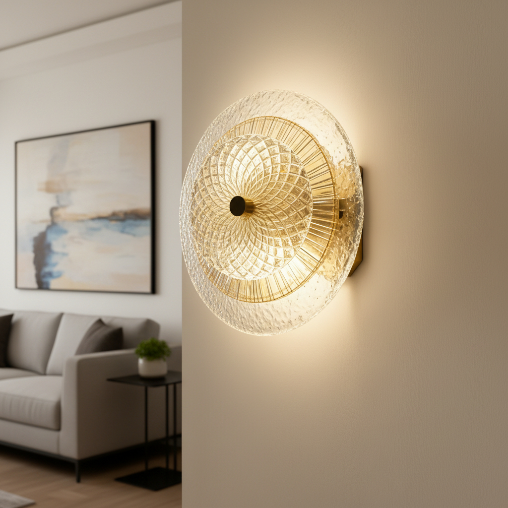 Alternative view of IomLeap postmodern French wall lamp, styled as a modern glass wall sconce.