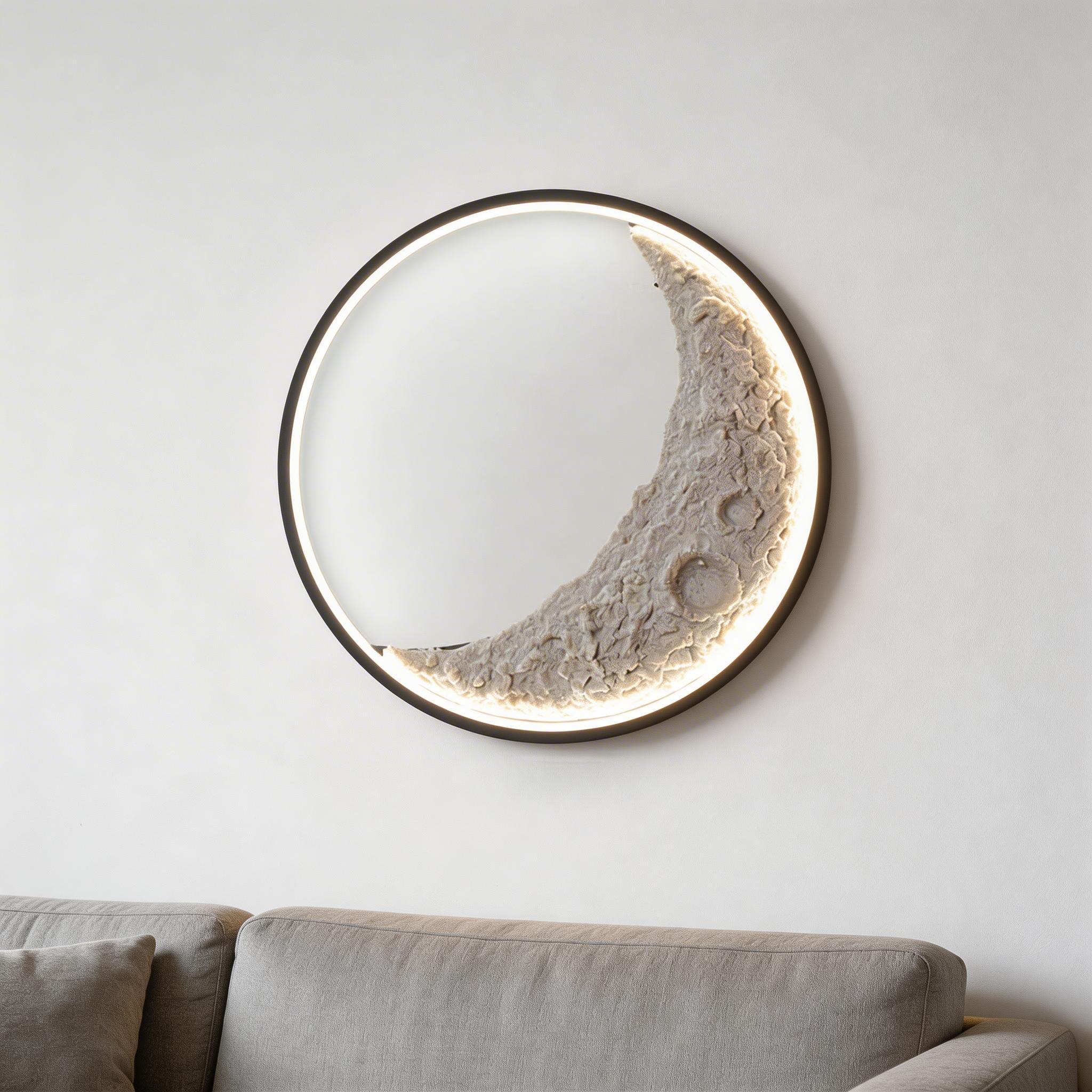Alternative view of Moon Wall Lamp, featuring a detailed 3D textured surface designed to mimic the moon