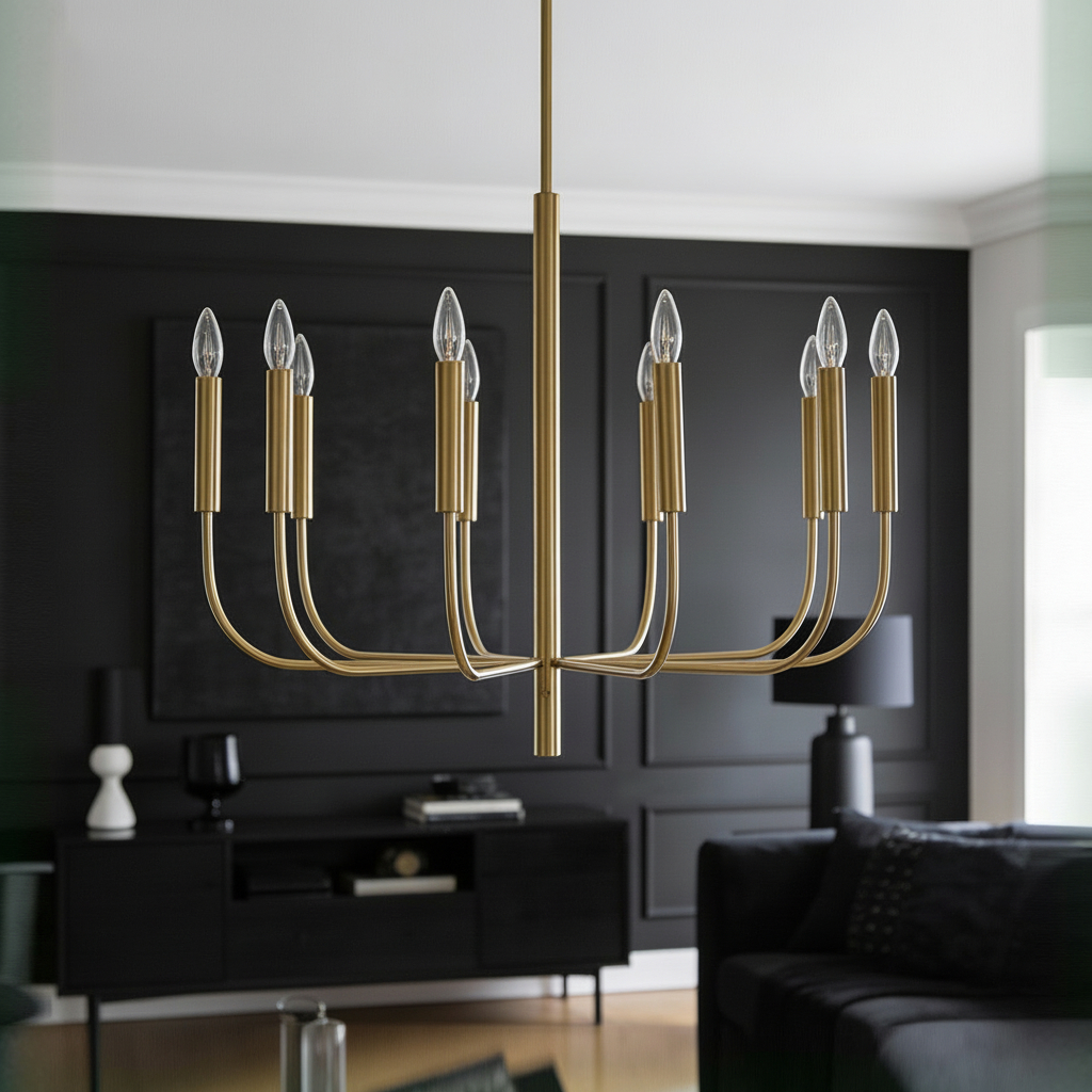 Feiss Brianna 9 Light Chandelier in a burnished brass finish