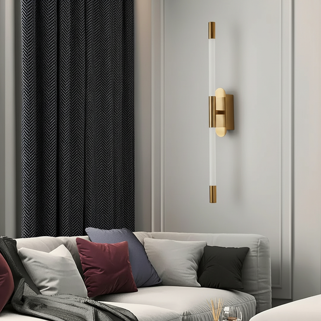 The Crafted Gesture modern LED wall light, a sleek 600mm long tube sconce designed