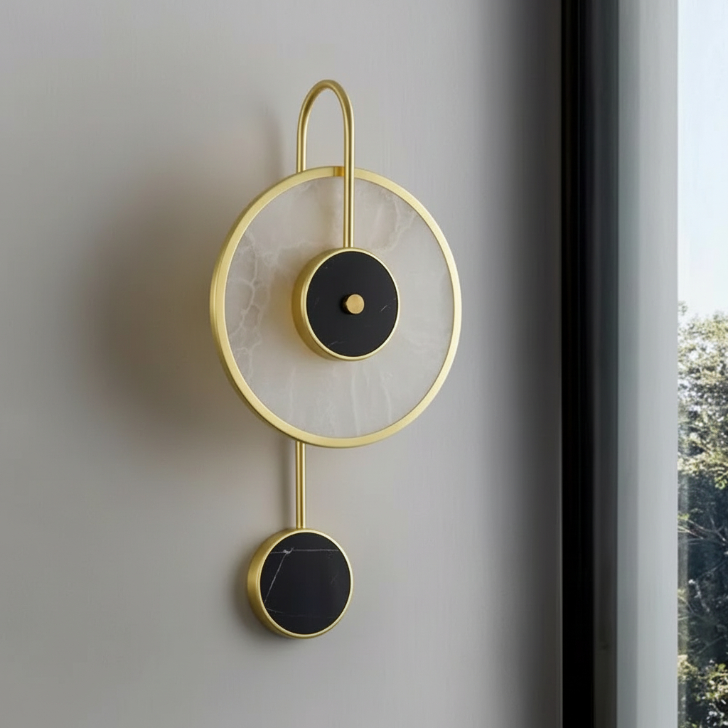 sconce is the SamuLighting Alabaster Kandy Wall Lamp, featuring a design crafted from marble, brushed brass