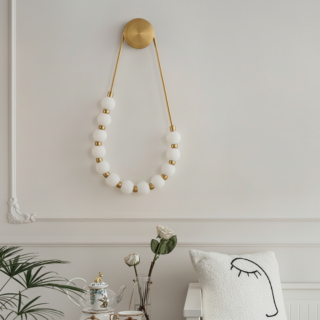 Be The Story LED wall light by The White Teak Company, featuring a gold-finished frame with milky white acrylic diffusers. 