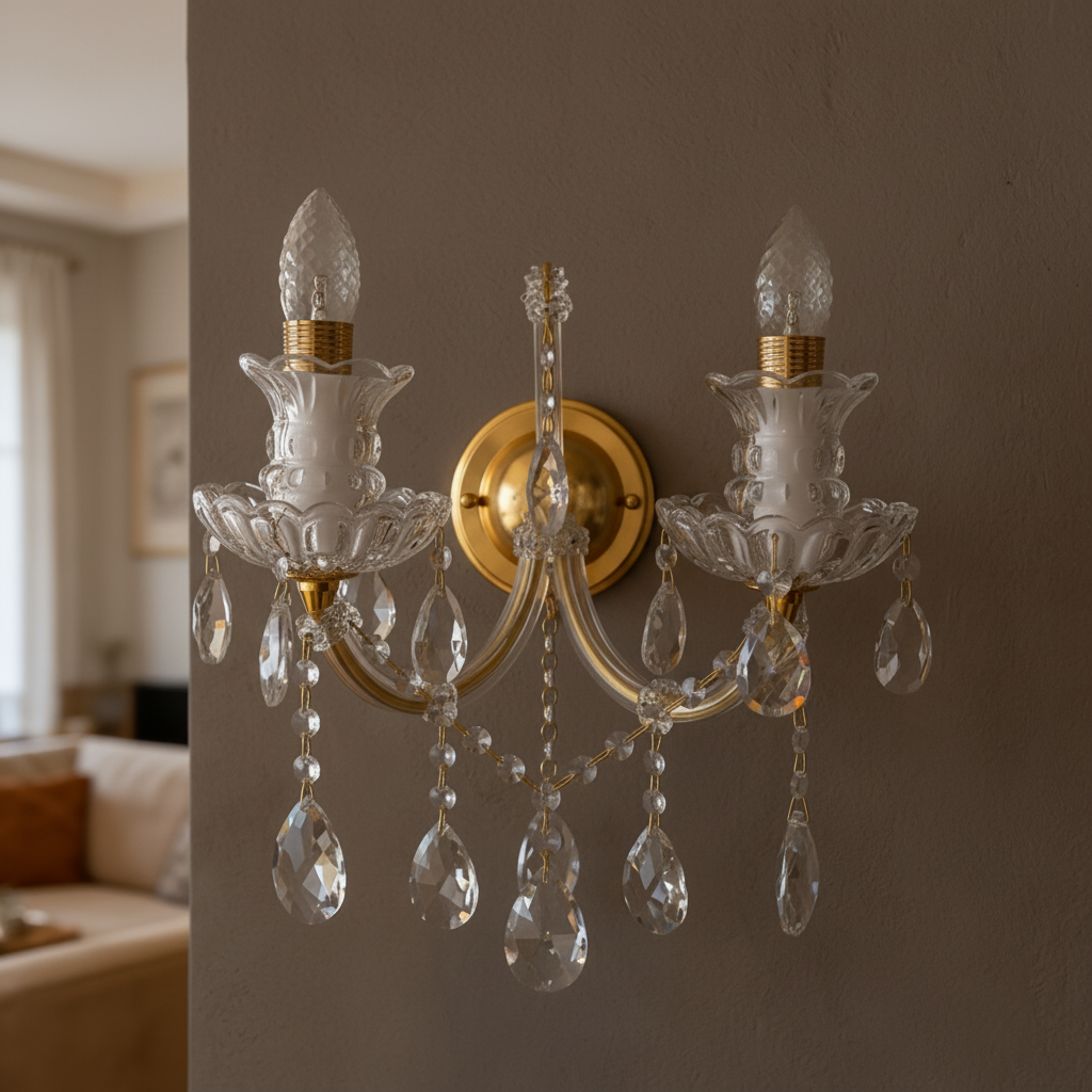 TMAFON Modern Crystal Wall Lamp is a 2-light fixture in a gold finish