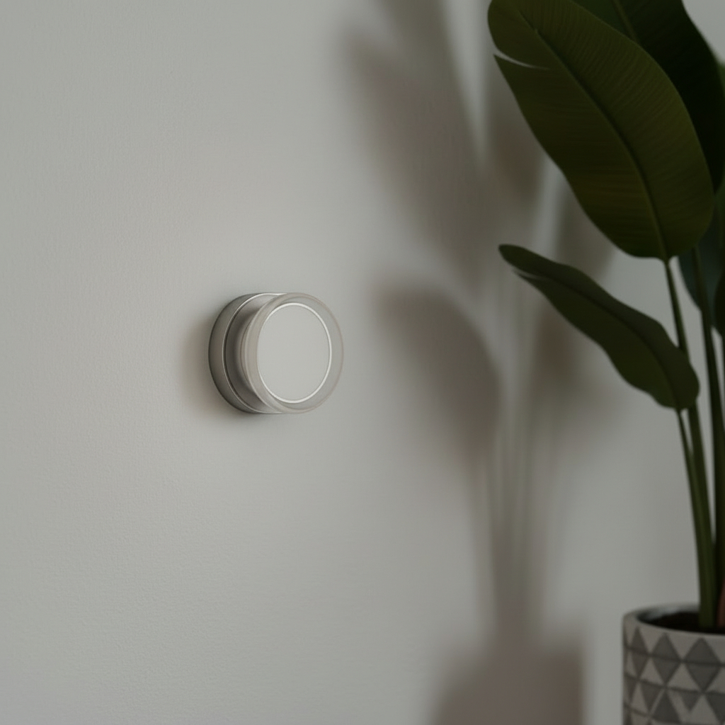 amber acrylic round wall light, similar to the Ankur Dimple Contemporary Wall Sconce.