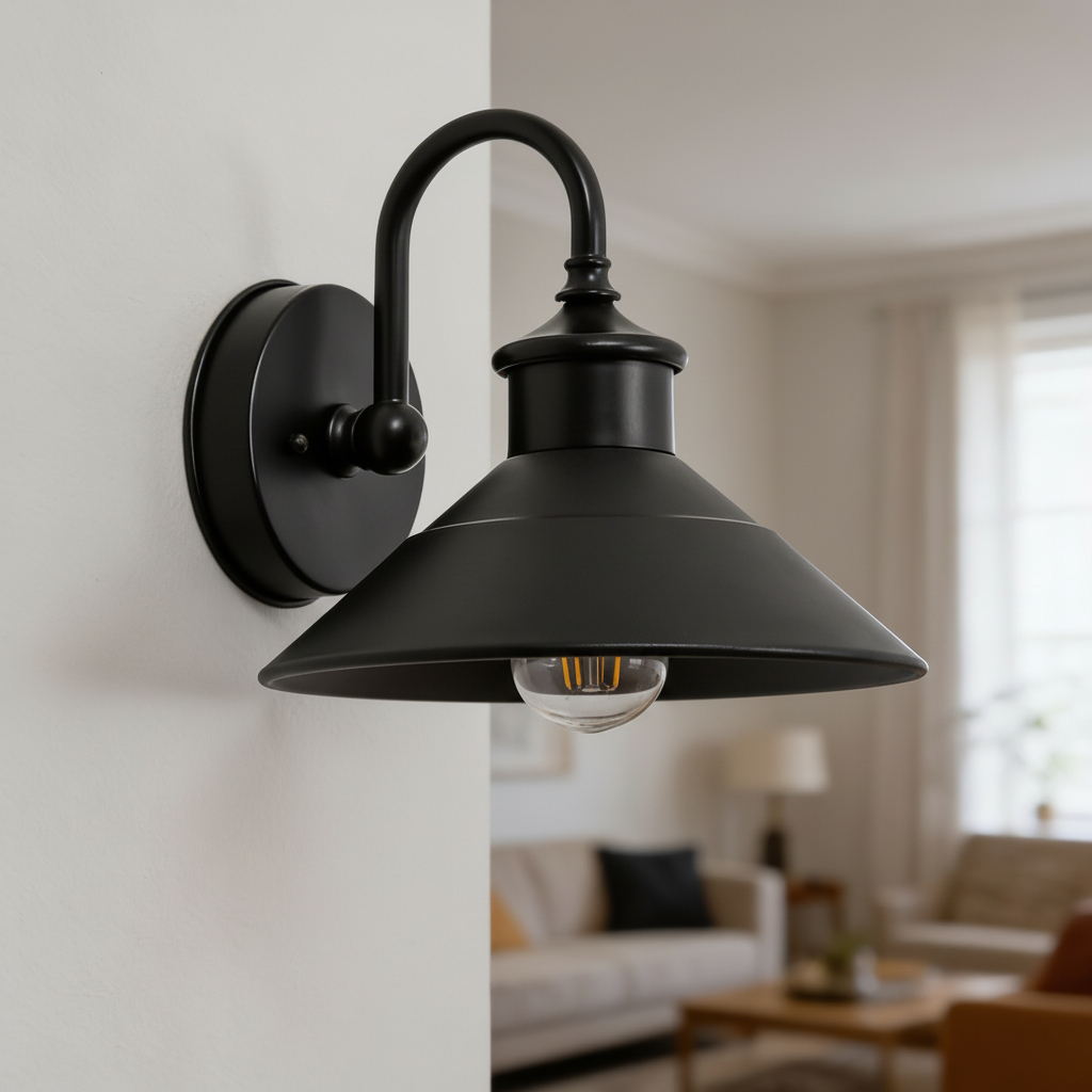 style vintage outdoor wall lamp appears similar to models such as the Vaxcel Canton wall