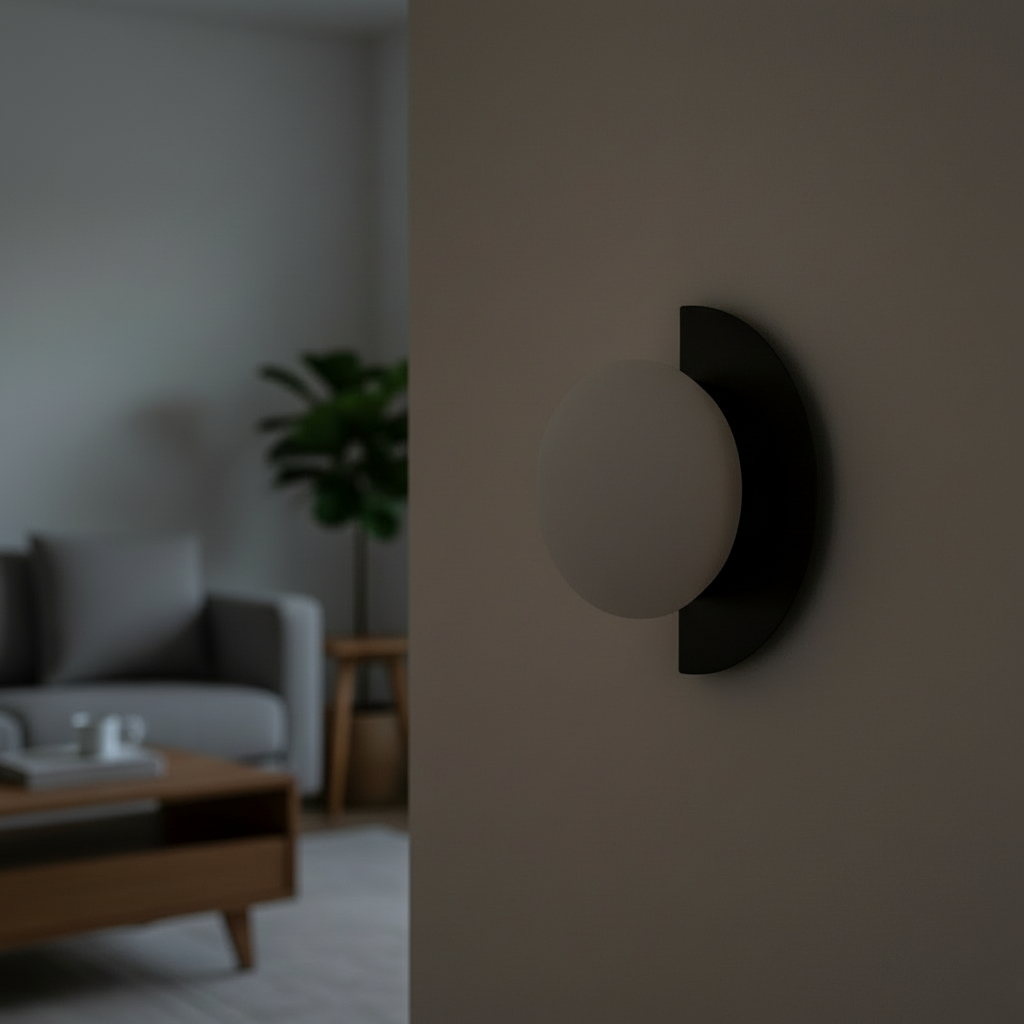 Lucide Benni wall lamp in a prime finish, featuring a semi-circular metal backplate