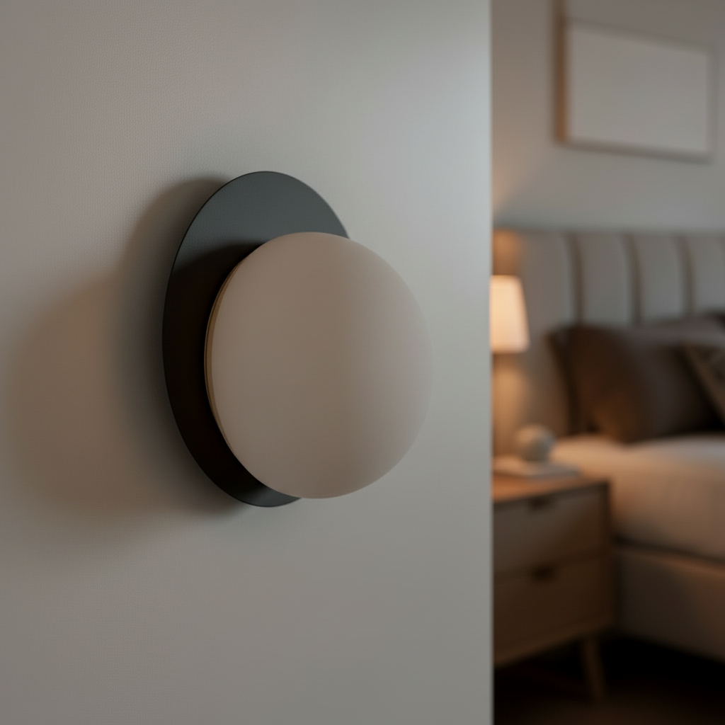 disc-mounted opal glass wall light, similar to the charcoal grey design offered by houseof. 