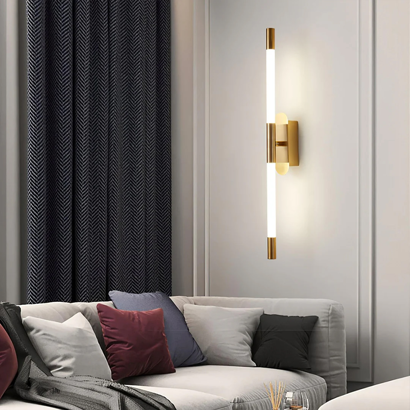 Alternative view of The Crafted Gesture modern LED wall light, a sleek 600mm long tube sconce designed