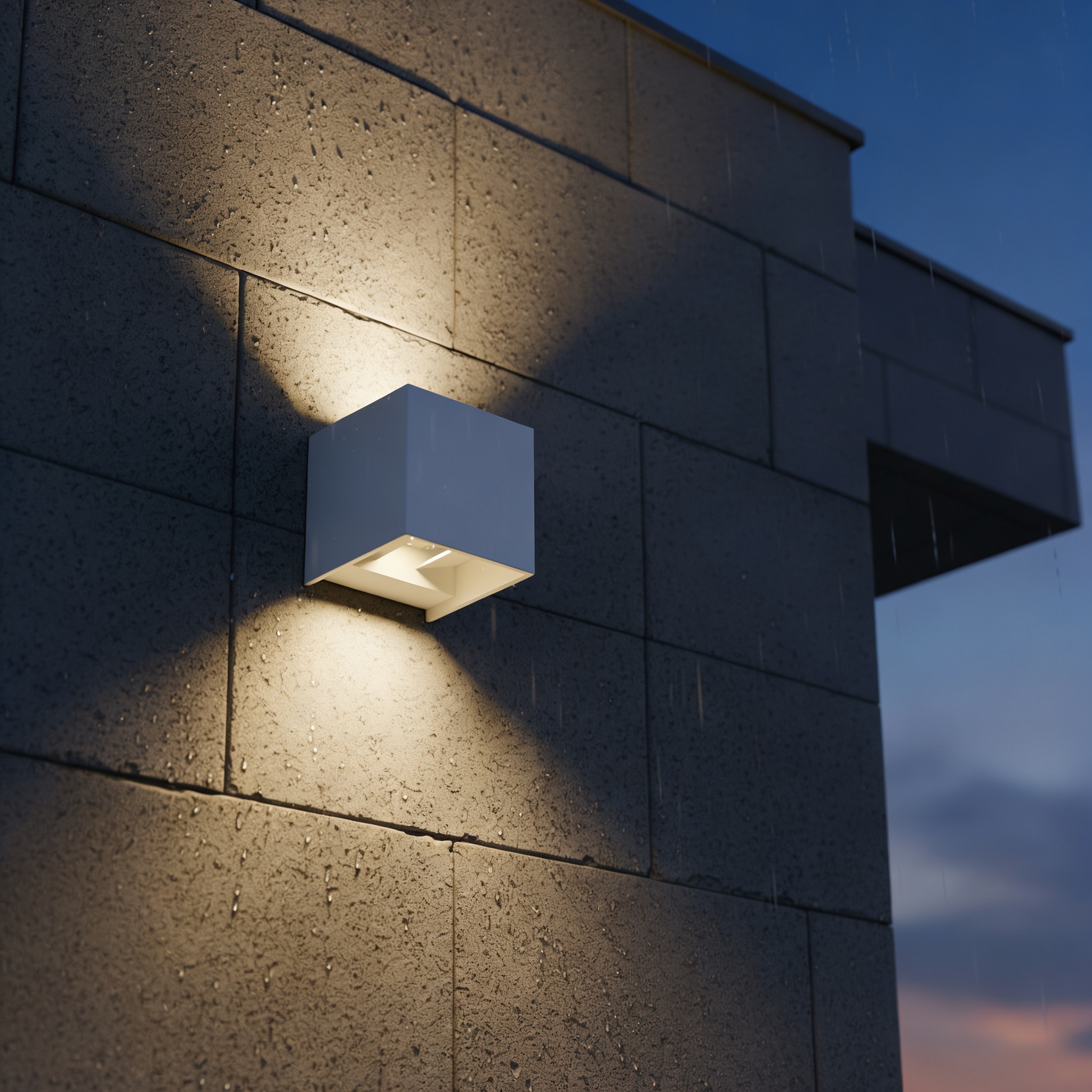Alternative view of Cube LED Exterior Up/Down Wall Light Sand White 