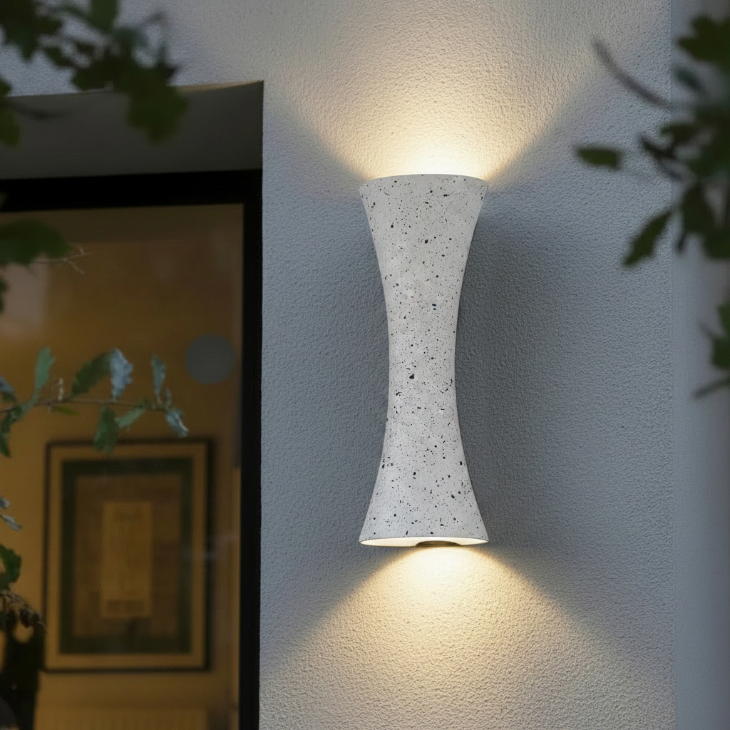 Alternative view of Modern Minimalist Waterproof Rectangle Upper And Lower Illuminated Aluminum Lens LED Wall Sconce Lamp