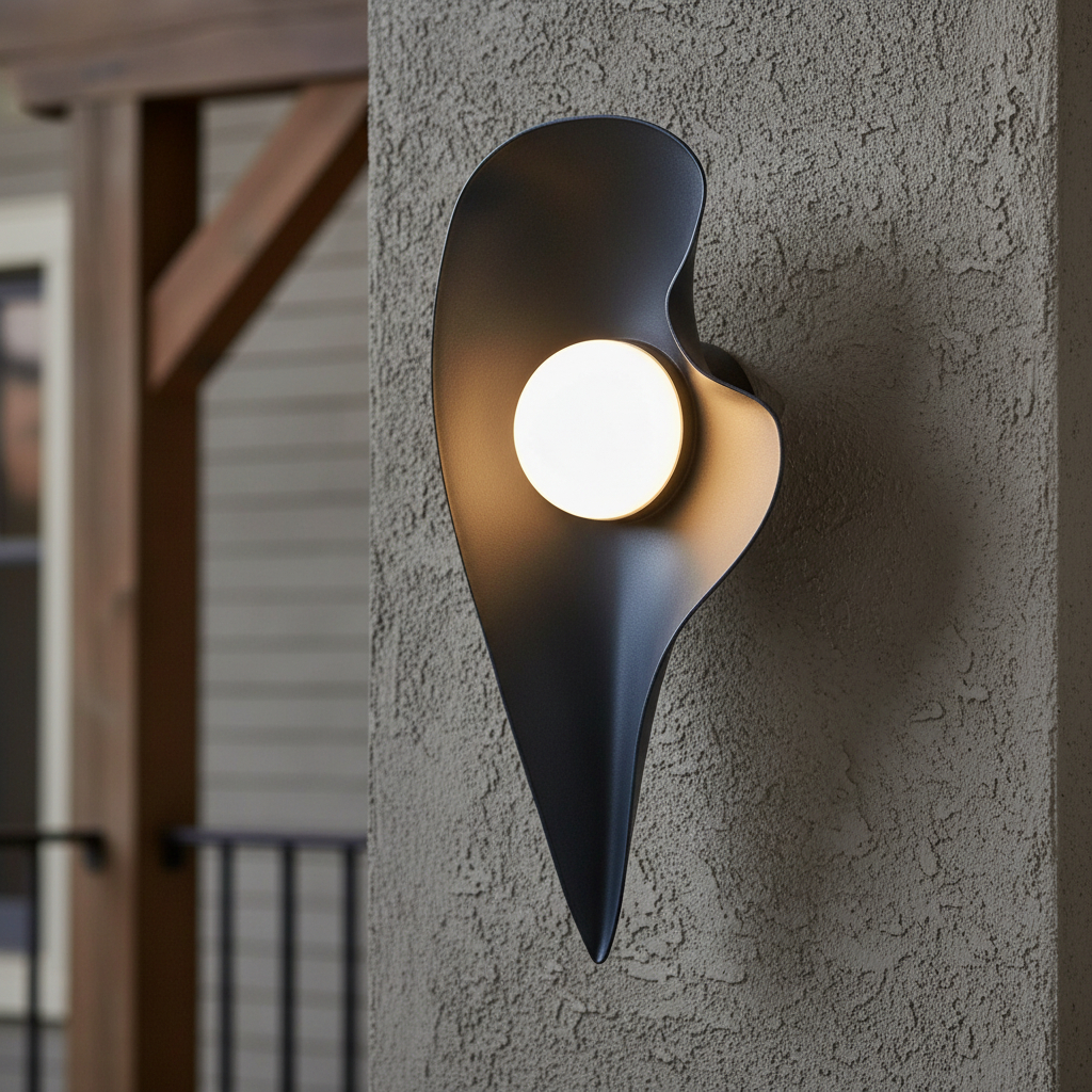 Alternative view of AI Overview The Tarentlight W603LED-BK outdoor wall sconce features a geometric heart shape with a textured black finish