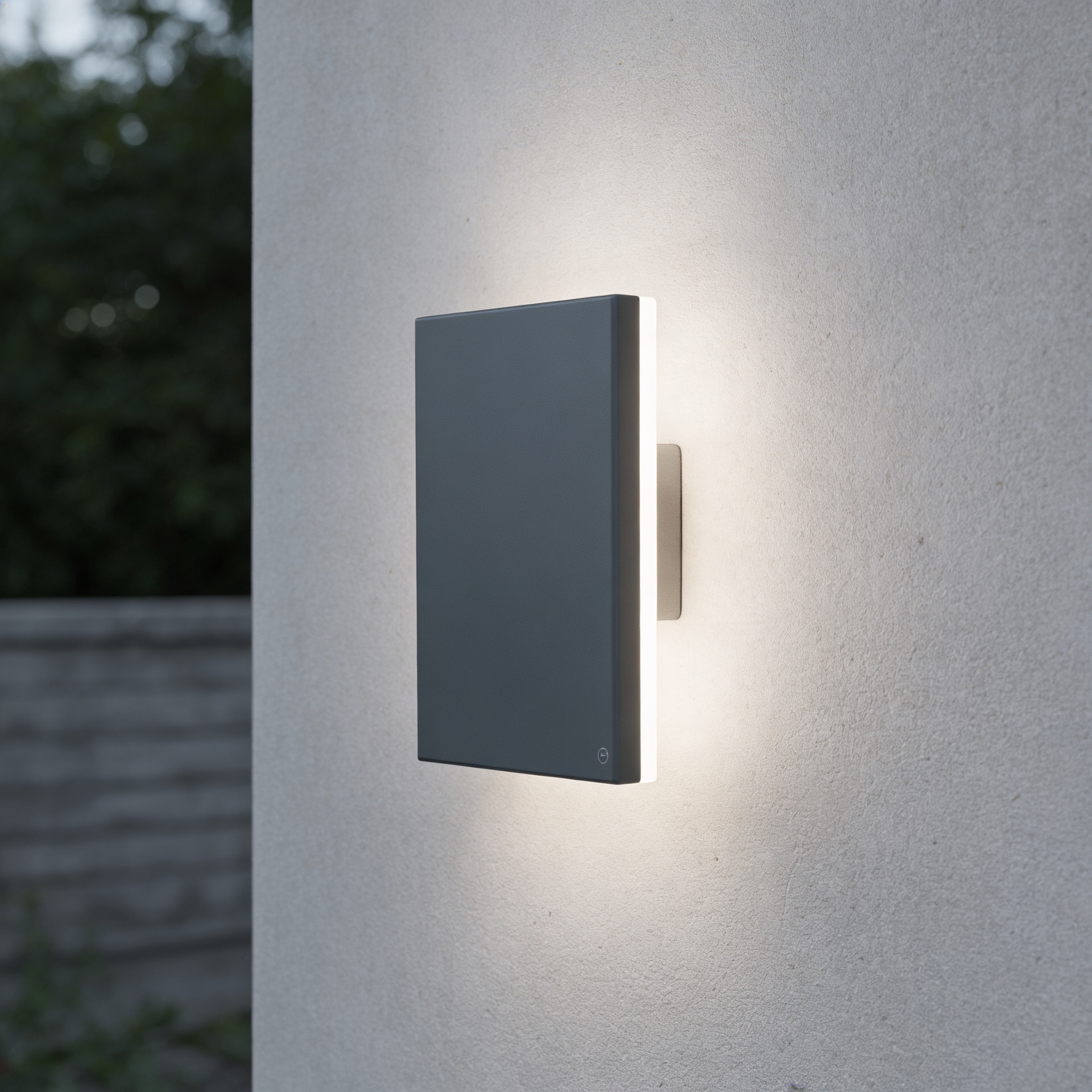 Alternative view of graphite design wall lamp is an outdoor